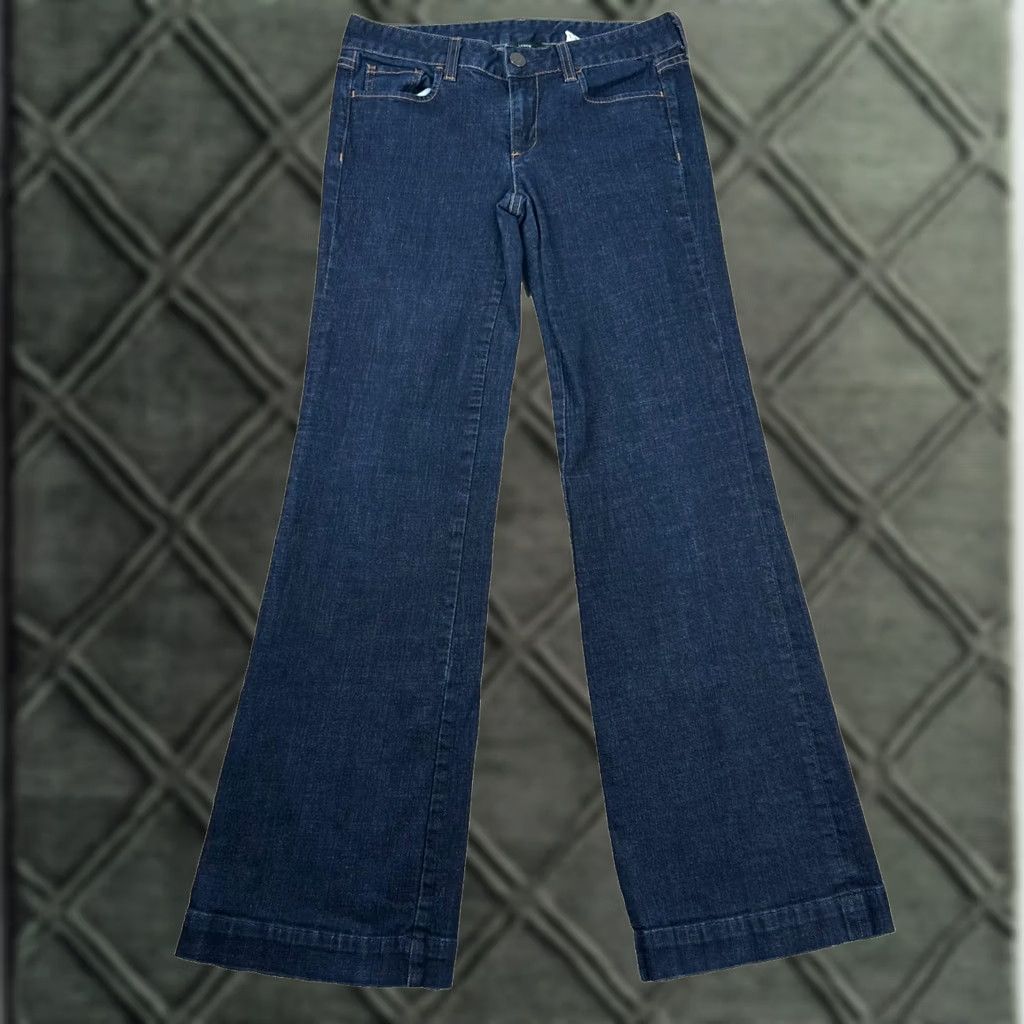 J.Crew VINTAGE J.CREW Jeans Womens 2 Wide Leg Flare Boot Dark Wash USA Made Denim Blue 5-Pocket 32 Inseam Womens Jeans Size 26" / US 2 / IT 38 - 1 Thumbnail