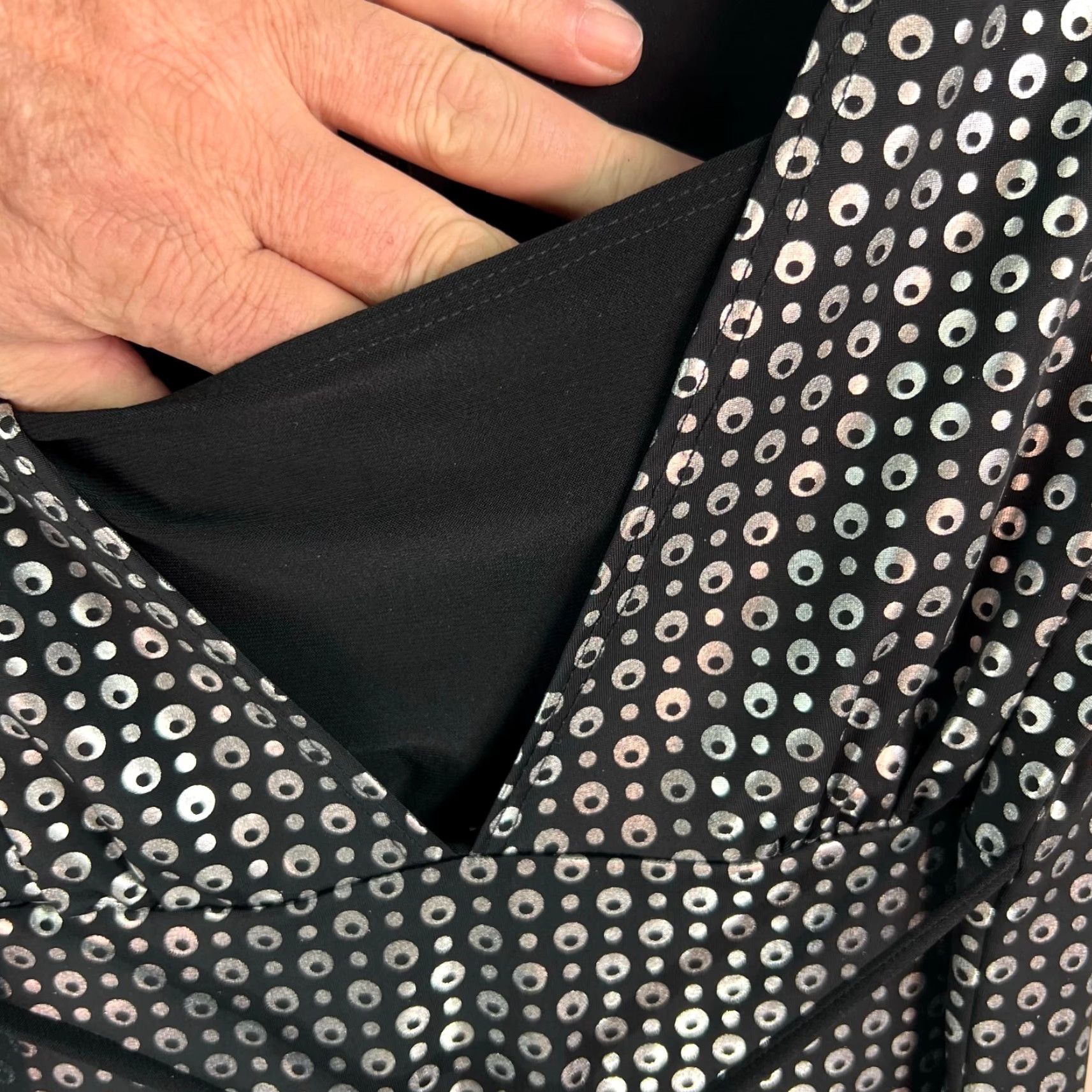 Vintage VINTAGE Siren Lily Metallic Polka Dot Dress Top Womens Size S Black Silver Size S / US 4 / IT 40 - 5 Thumbnail