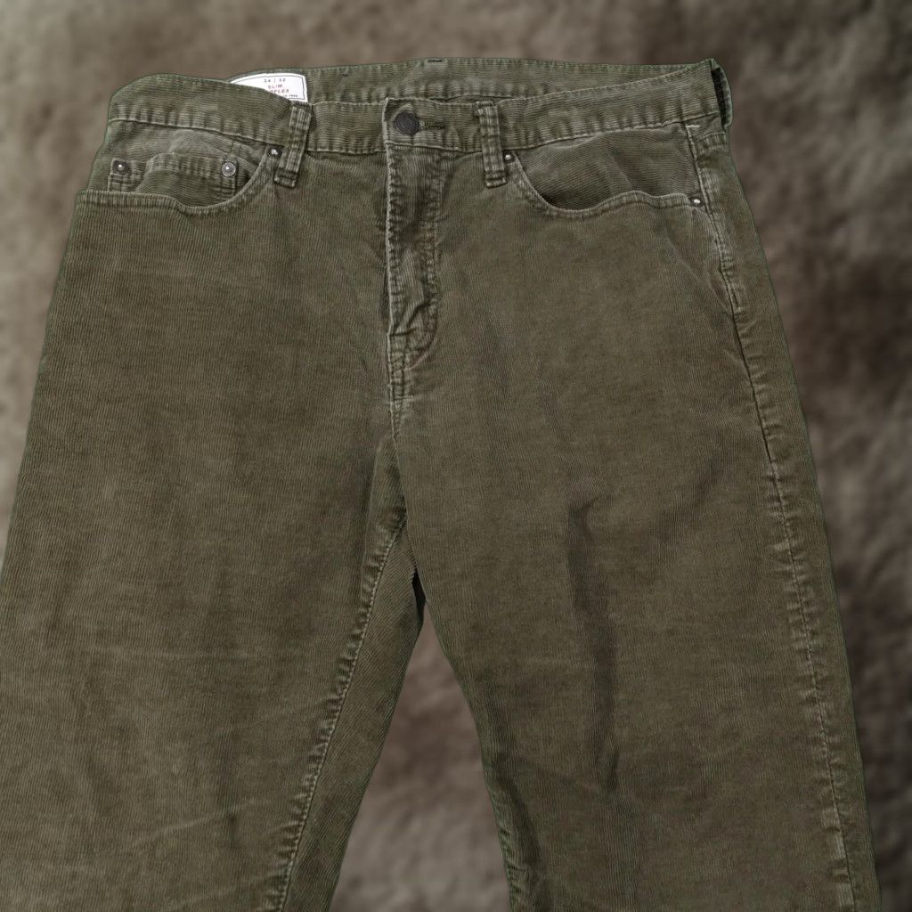 Gap GAP Pants Mens 34x32 Slim Gapflex Corduroy Chino Stretch 5-Pocket Casual Green Pants Mens Size US 34 / EU 50 - 1 Thumbnail