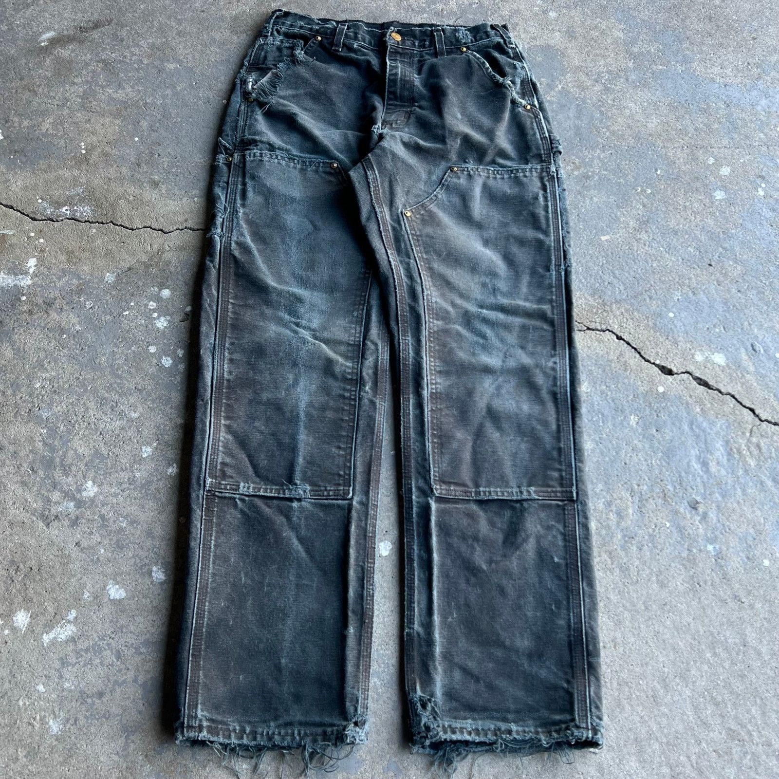 Vintage carhartt faded black distressed double knee pants