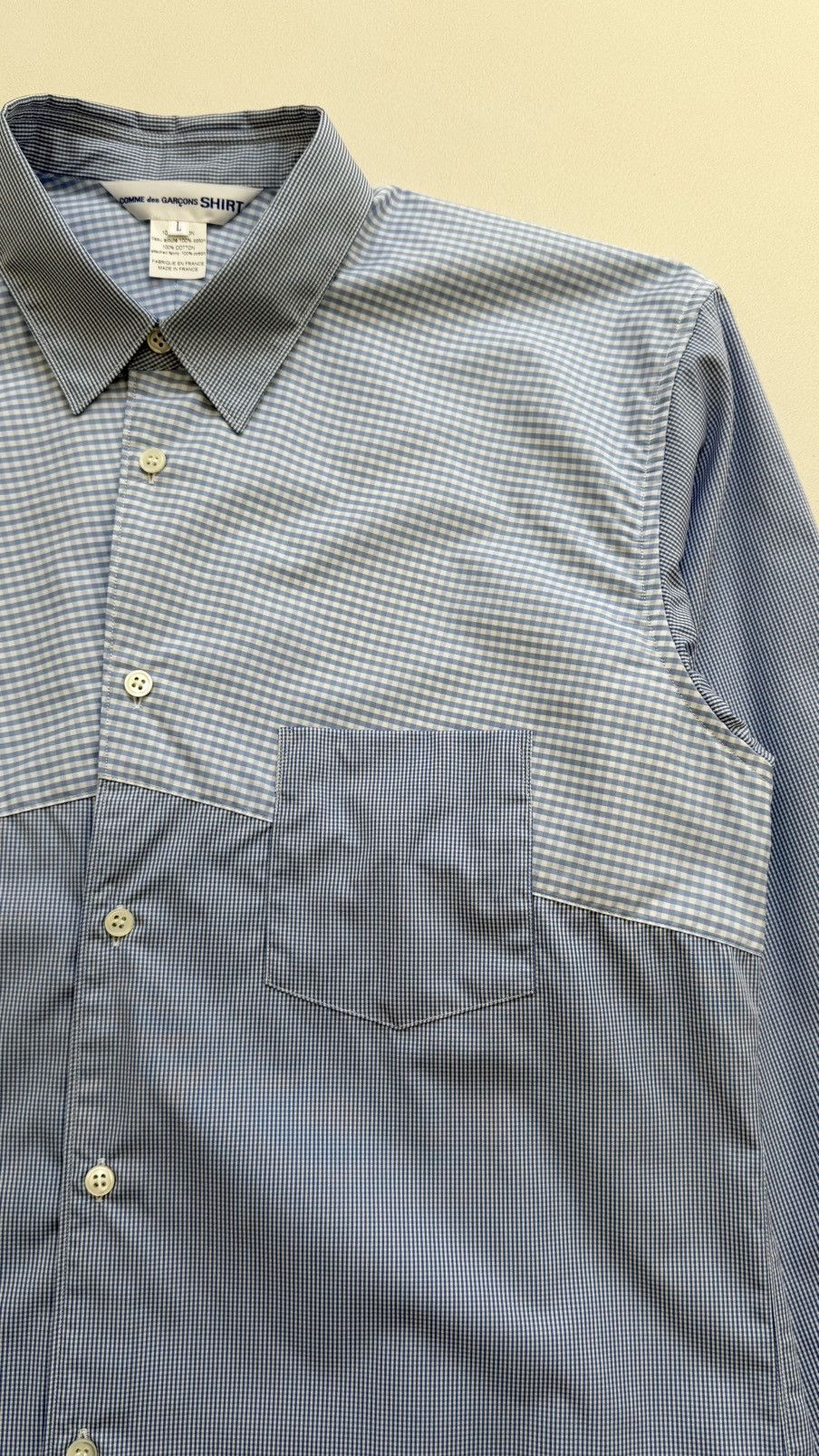Comme des Garcons Blue/White Patch Work Check Gingham Shirt Size US M / EU 48-50 / 2 - 7 Thumbnail