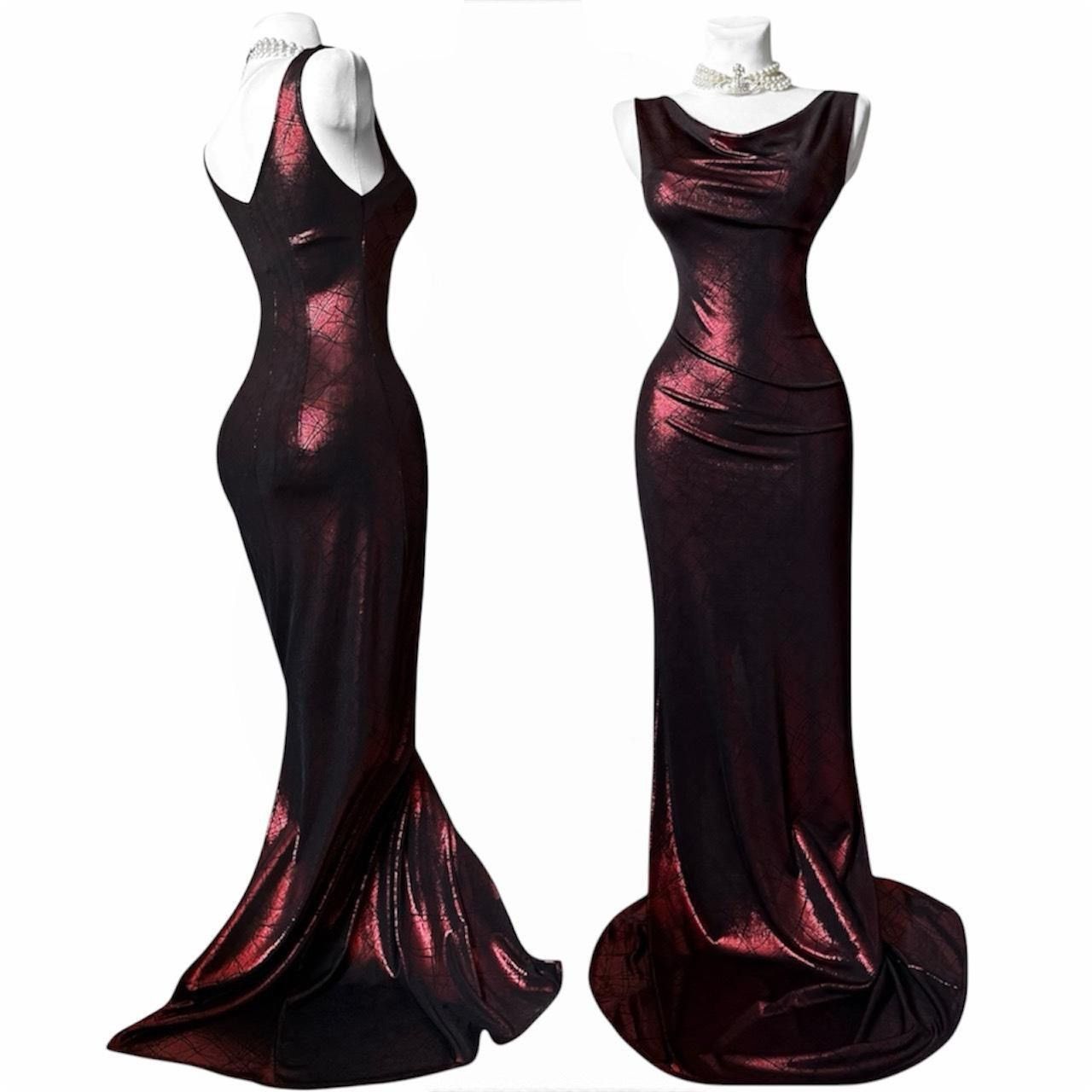 Vintage Iconic black / red satin draped dress Size S / US 4 / IT 40 - 1 Thumbnail