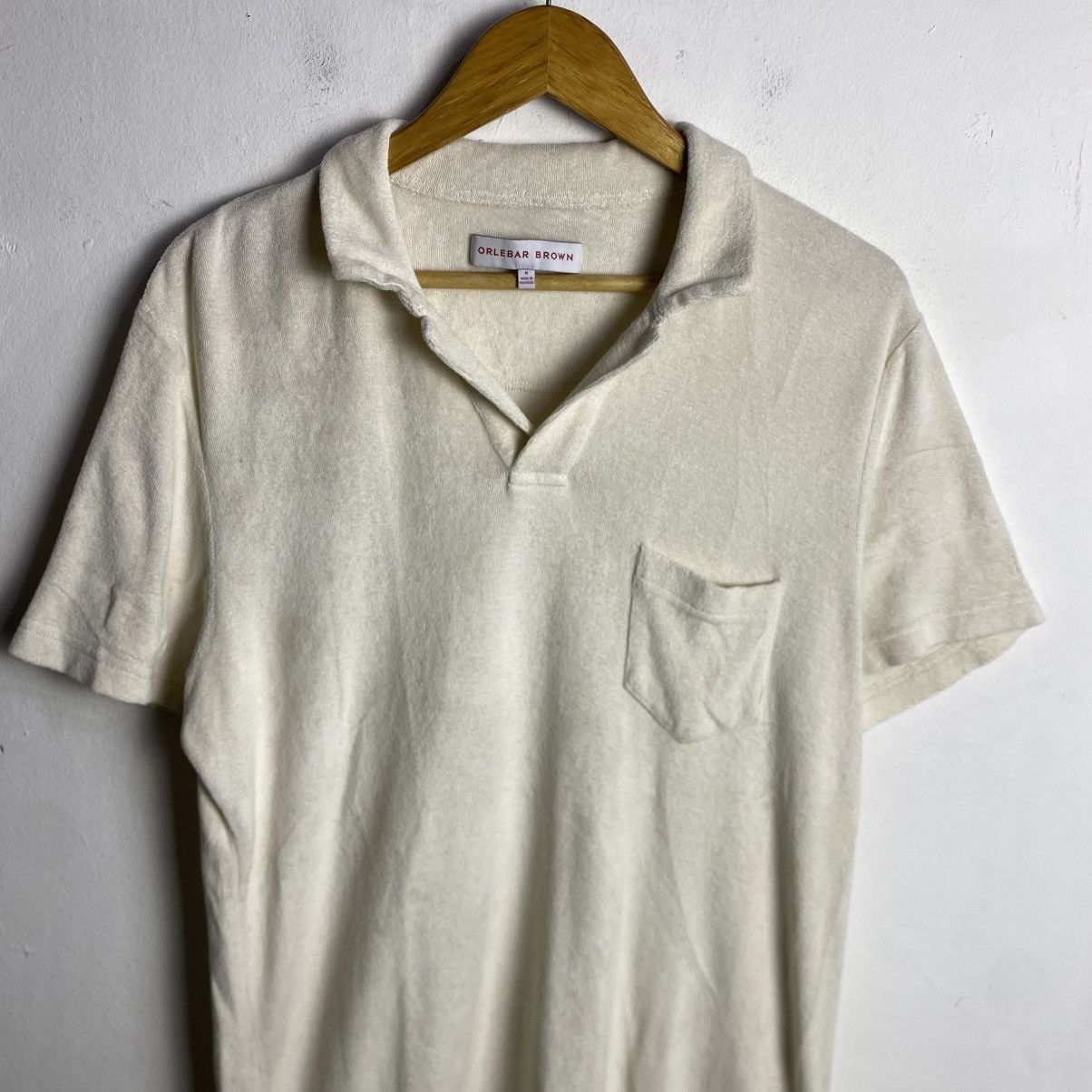Orlebar Brown Orlebar Brown Mens White Terry Short Sleeve Polo Shirt Size US M / EU 48-50 / 2 - 2 Thumbnail