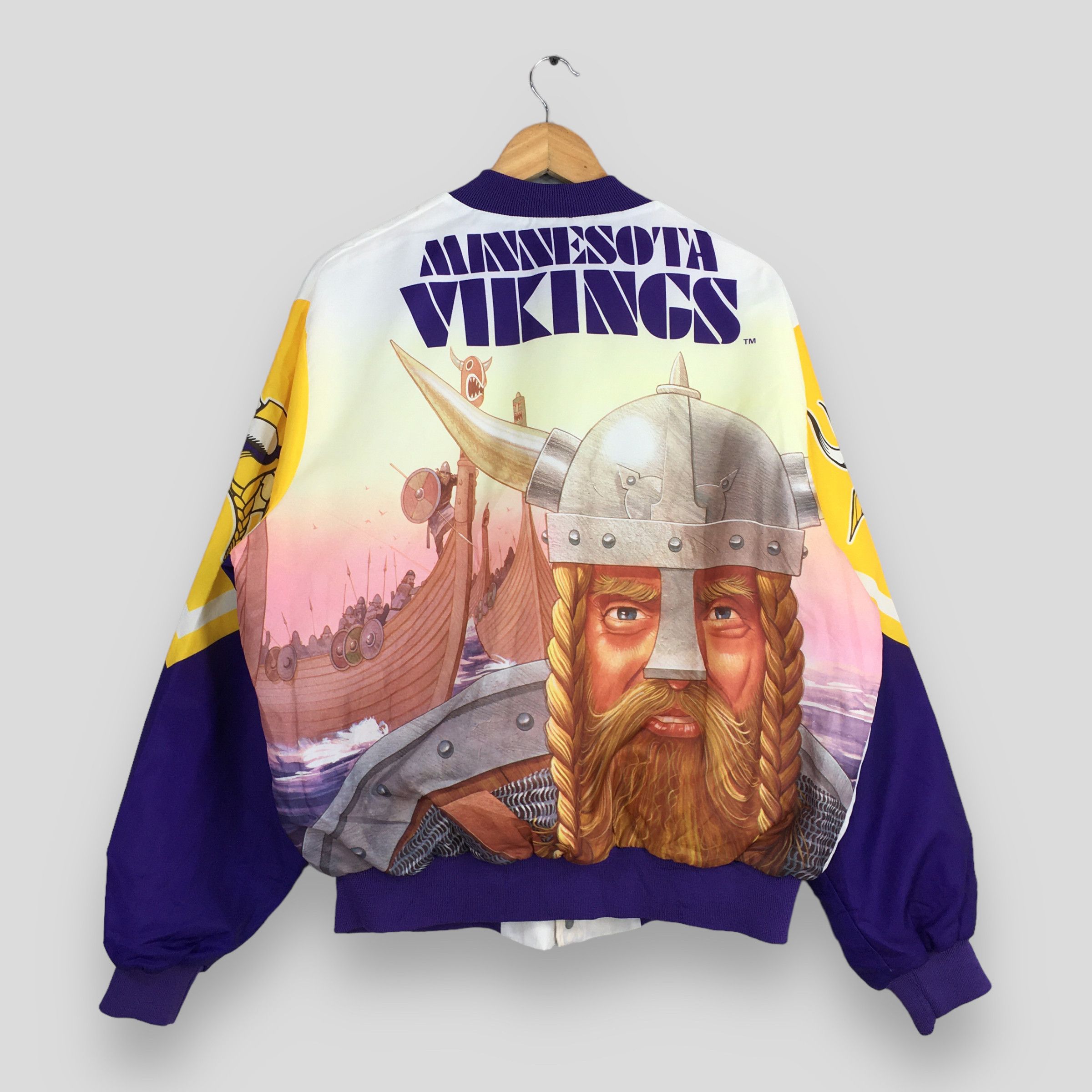 image of Chalk Line x Nfl Vintage 90's Minnesota Vikings Nfl Football Satin Jacket Xl, Men's (Size Large)