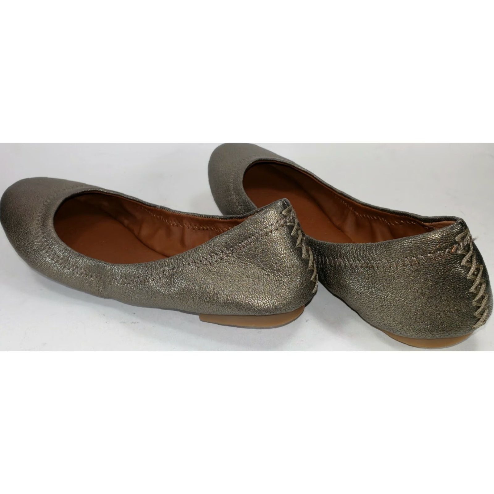 Lucky Brand Lucky Brand Ballet Flats Women US 6 M Pewter Metallic Leather Flat Slip-On Comfortable Cushioned Lined Padded Solid Pattern Barn 6M Size US 6 / IT 36 - 7 Thumbnail