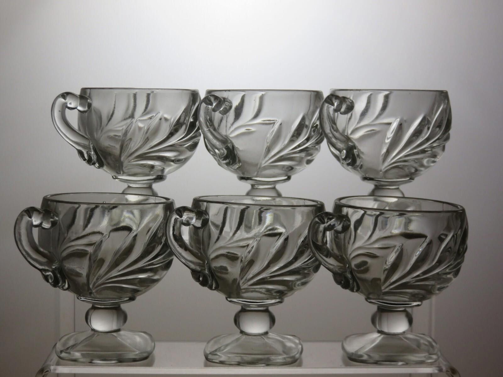 The Unbranded Brand Pressed Glass Set of 6 Tea Cups with Handle 3 1/4" Size ONE SIZE - 2 Thumbnail