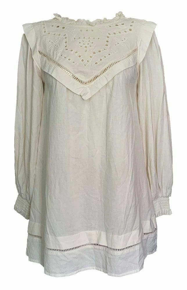 Designer New White Dress Pull & Bear S Hippie Country Size S / US 4 / IT 40 - 1 Thumbnail