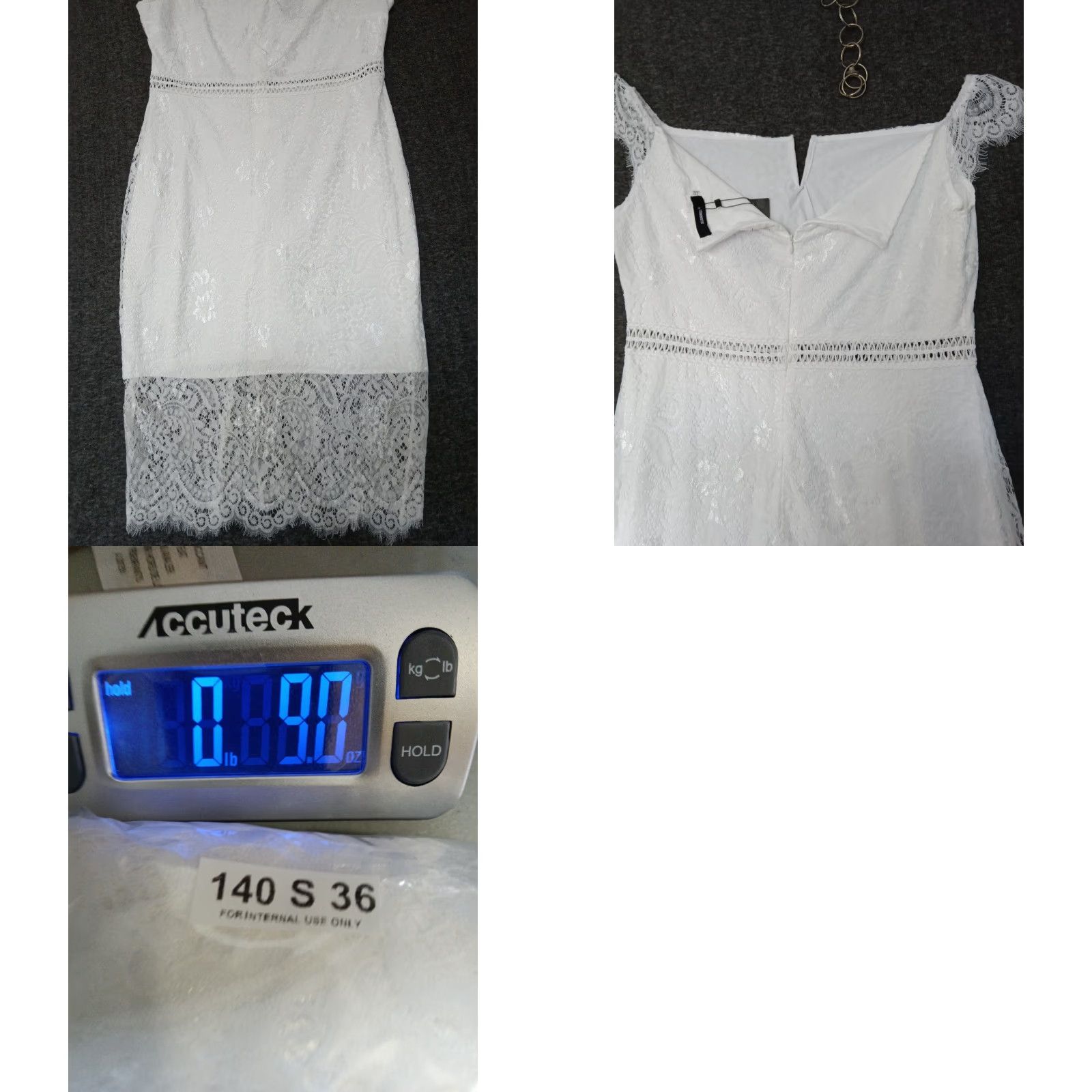 Vintage Allandwell White Lace Dress Women's Sleeveless Strap V-Neck Zip Knee Length Plus Size 2XL Party Cocktail Formal Summer Spring Size XXL / US 16-18 / IT 52-54 - 8 Thumbnail