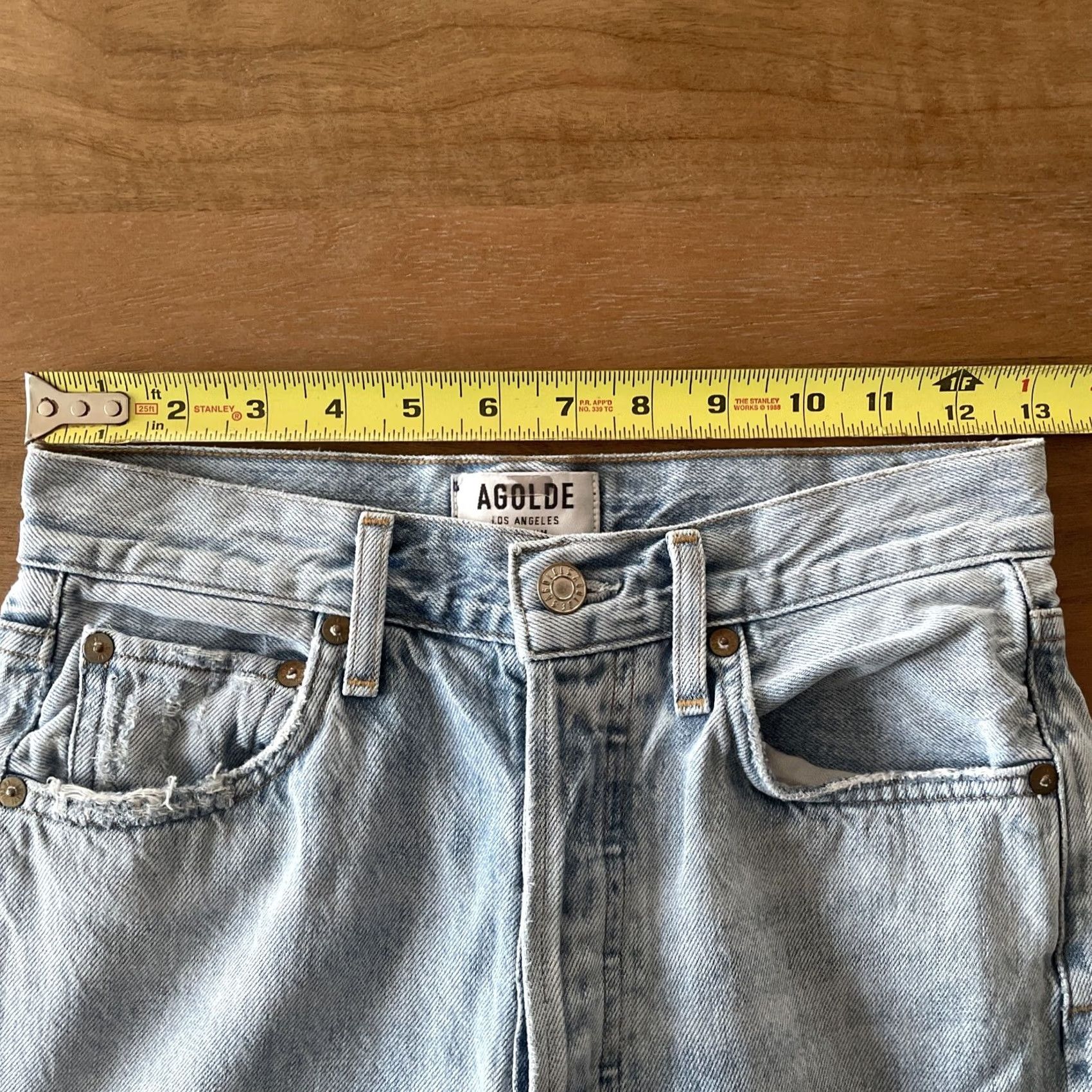 Agolde AGOLDE Riley Straight Jeans Womens 24 26x26 Button Fly Light Wash Denim Blue 90s Bohemian City Grunge Hip Hop Punk Retro 5-Pocket Size 42" / US 20 - 6 Thumbnail