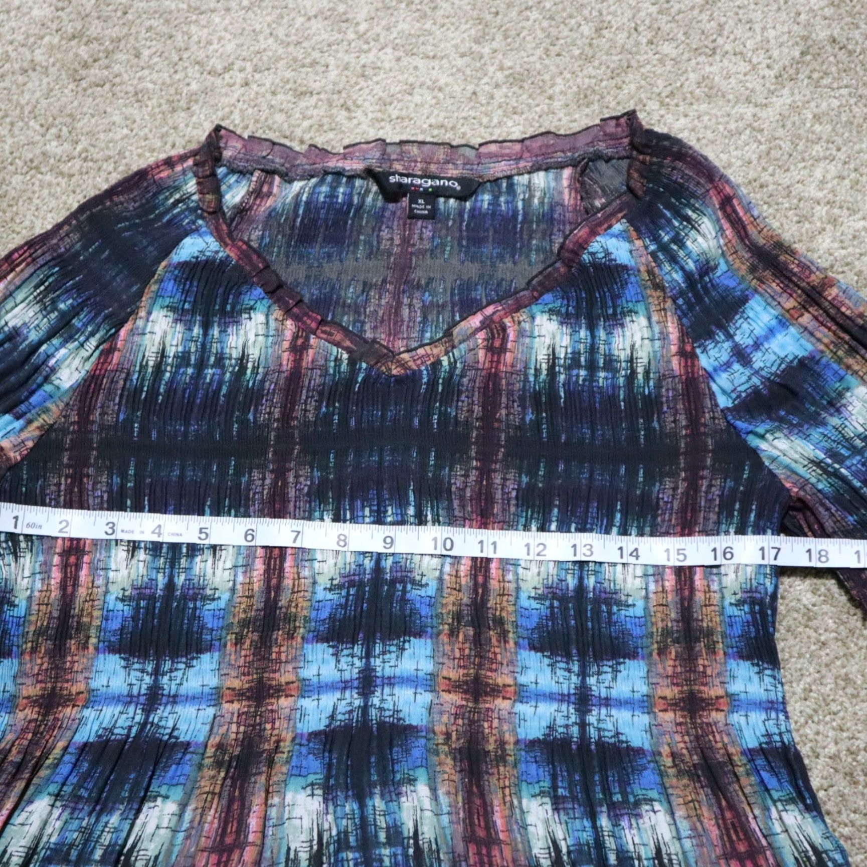 Vintage Sharago Sharagano Shirt Women XL Blue Short Sleeve Beaded Lightweight Casual Vintage No Size XL / US 12-14 / IT 48-50 - 4 Thumbnail