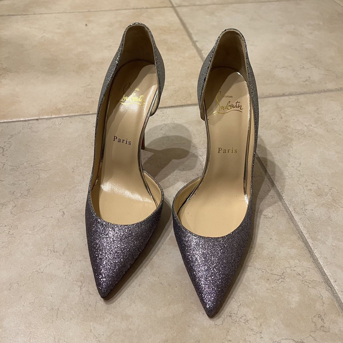 Christian Louboutin IRIZA 100 GLITTER MINI DEGRADE/SPECCHIO Size US 7.5 / IT 37.5 - 7 Thumbnail