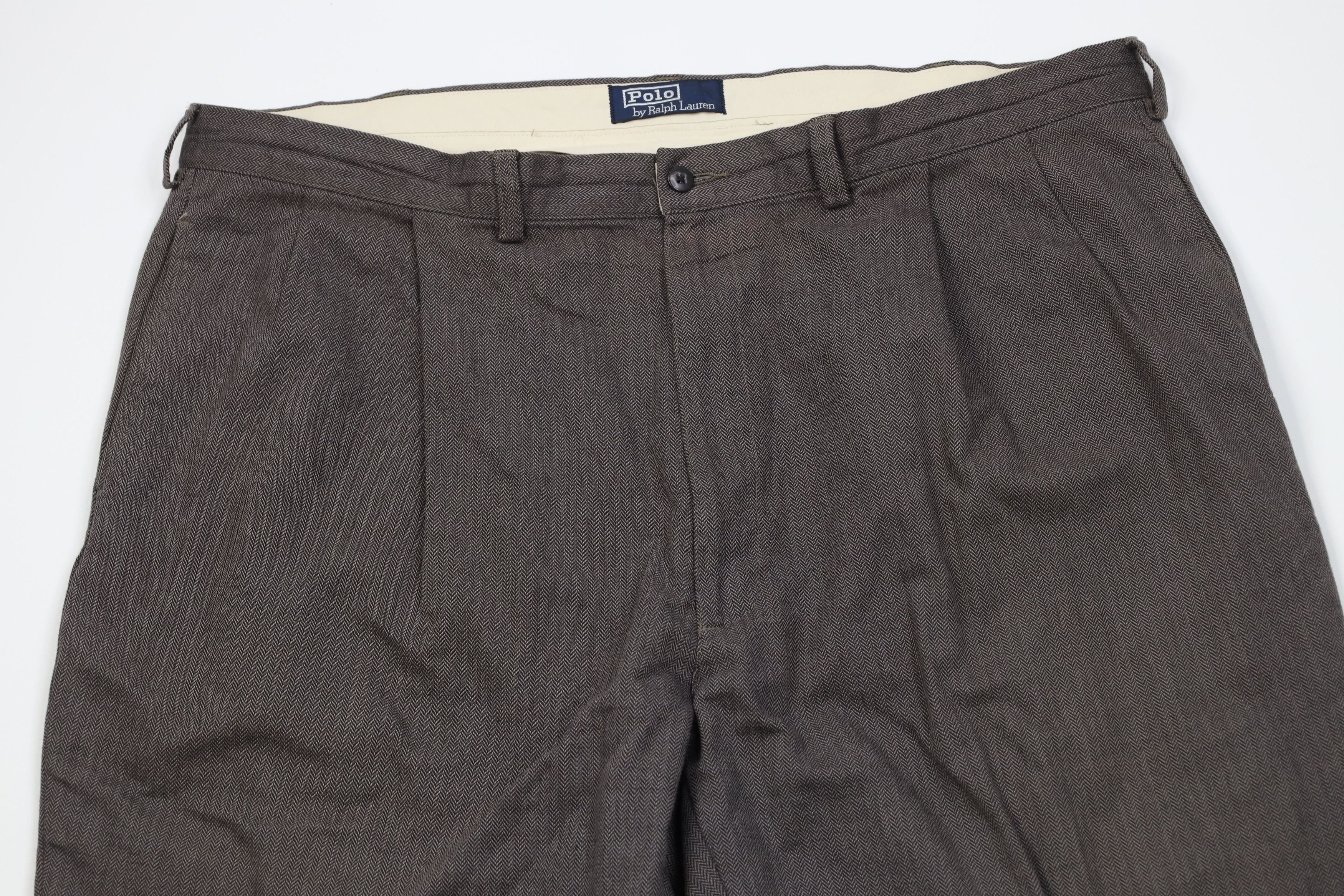 Polo Ralph Lauren Vintage 90s Ralph Lauren Herringbone Wide Leg Chino Pants Size US 42 / EU 58 - 2 Thumbnail