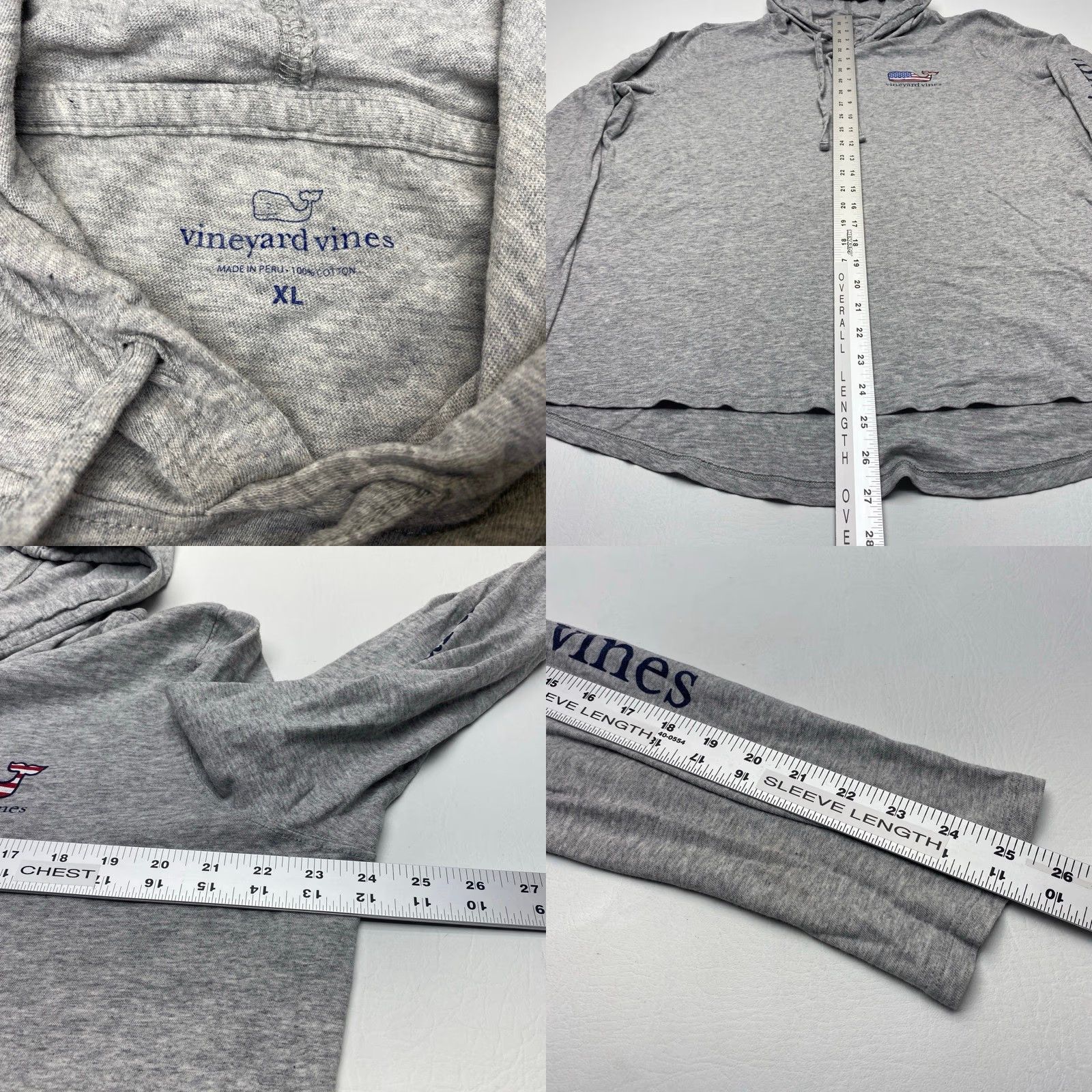 Vineyard Vines Vineyard Vines Hoodie Mens XL Grey Heather Whale Flag Graphic Shirt Size US XL / EU 56 / 4 - 8 Thumbnail