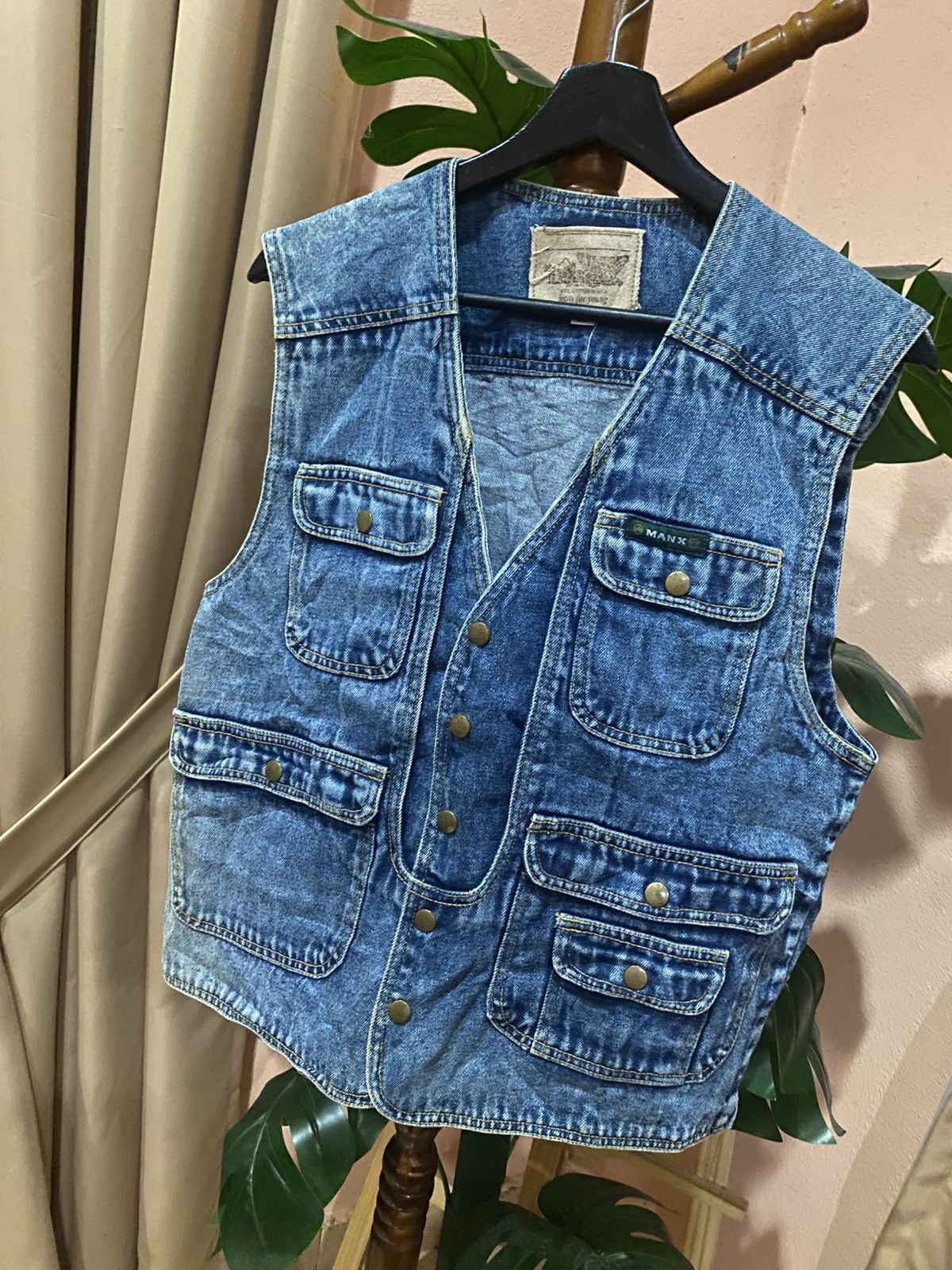 Vintage Vintage MANX Denim Utility Vest Workwear, Multi-Pocket Size US L / EU 52-54 / 3 - 2 Thumbnail