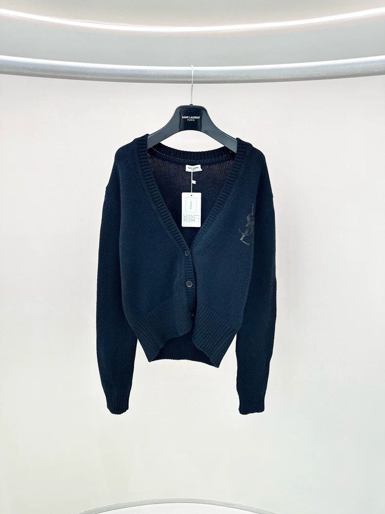 Saint Laurent Paris Saint Laurent Paris Black logo cardigan sweater Size US L / EU 52-54 / 3 - 1 Thumbnail