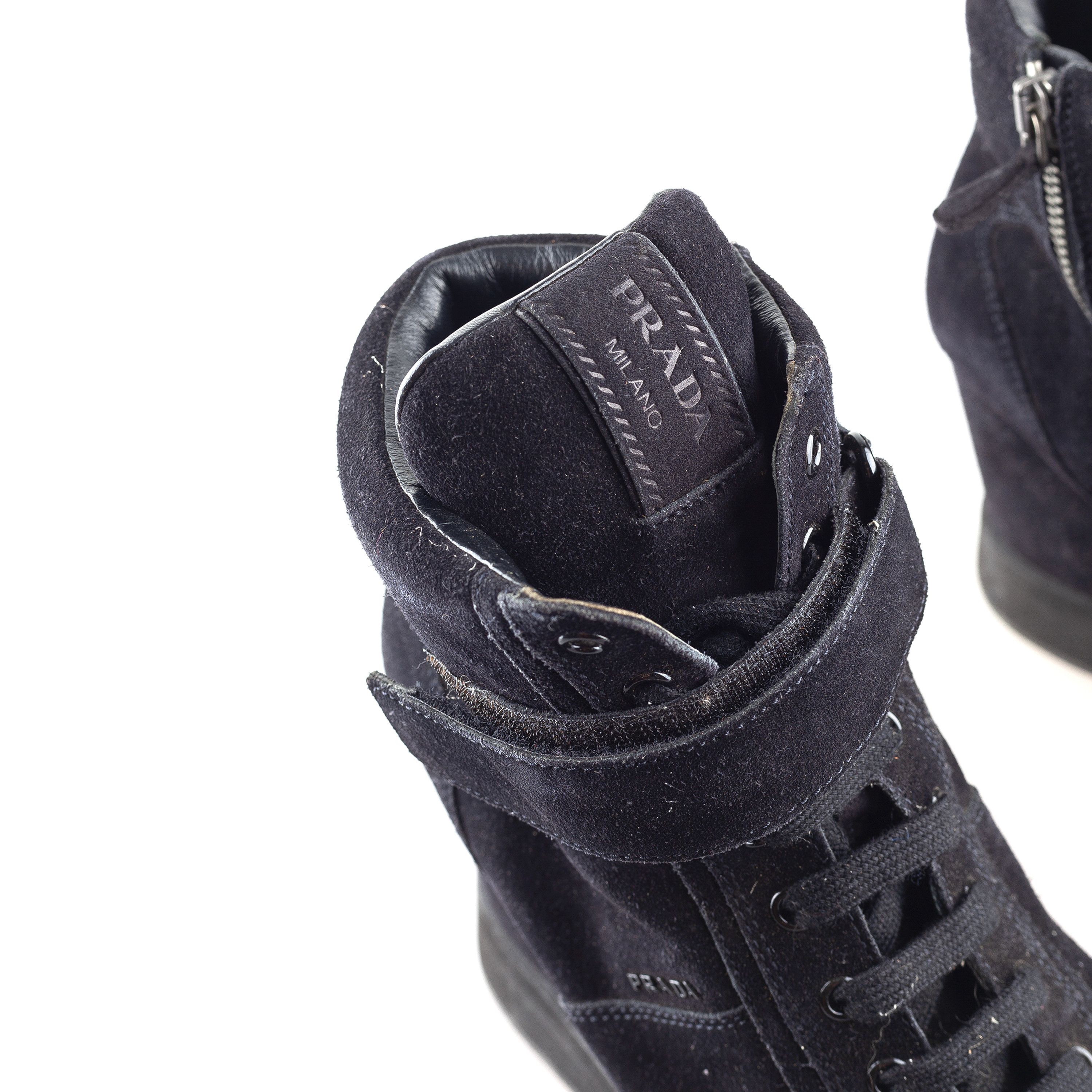 Prada Prada Navy Vintage Wedge Sneakers (38 IT / 39 EU) Size US 8 / IT 38 - 7 Thumbnail