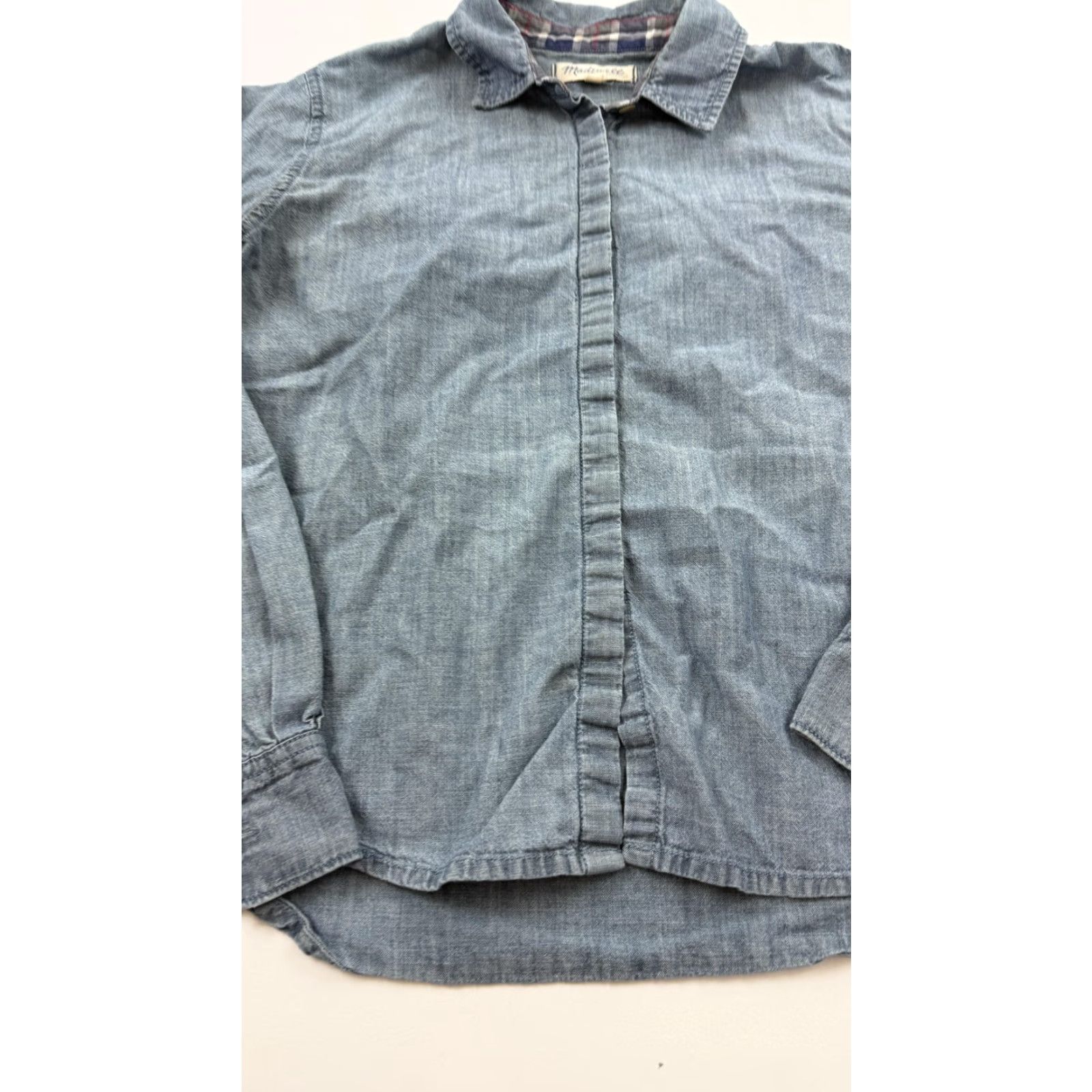 Madewell Madewell Shirt Womens Small Blue Chambray Button-Down Long Sleeve Cotton Casual - 100% Cotton, Collared, Solid, Button-Up, Womens, S Size S / US 4 / IT 40 - 4 Thumbnail