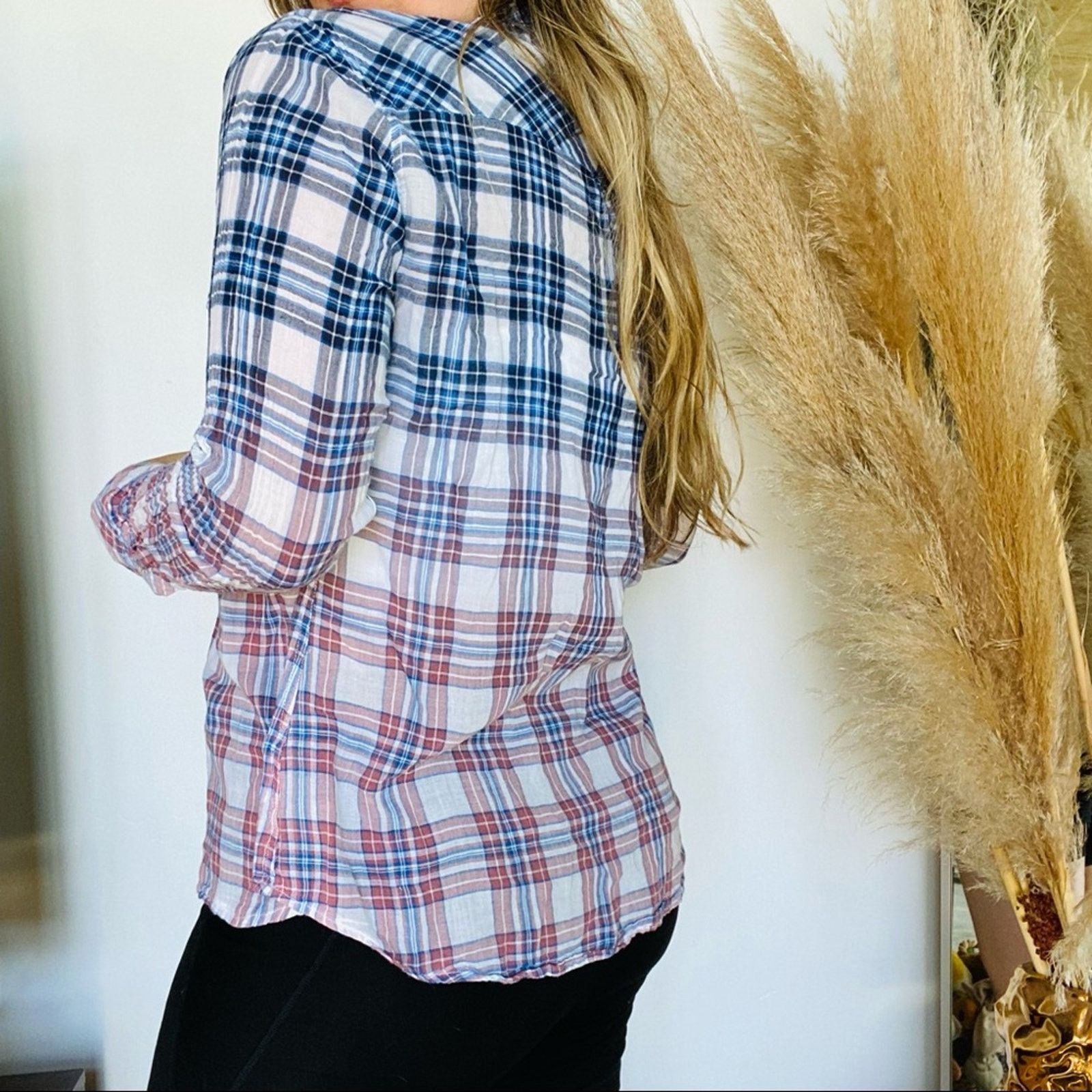 Rails RAILS Ombre White Blue Purple Plaid Button Blouse Shirt Size M / US 6-8 / IT 42-44 - 2 Thumbnail