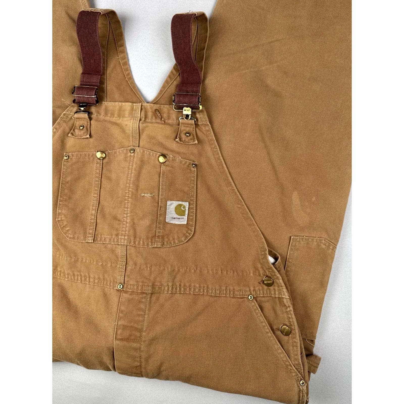 Carhartt VINTAGE Carhartt Union Made Double Knee Overalls USA Distressed Faded Workwear Brown 46 Mens Size US 30 / EU 46 - 3 Thumbnail
