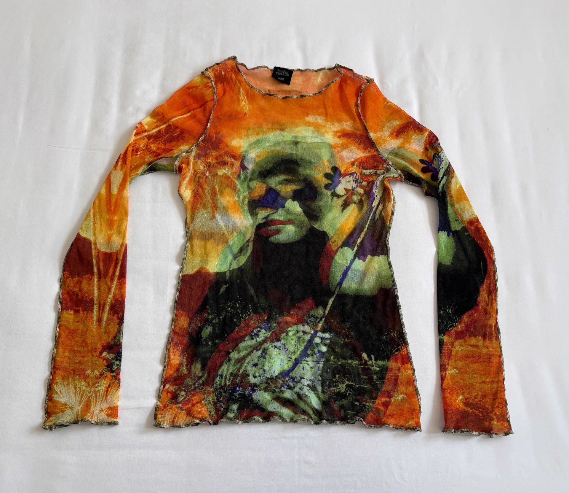 Jean Paul Gaultier JP Gaultier Vintage Sheer Floral Portrait Blouse Size S / US 4 / IT 40 - 1 Thumbnail