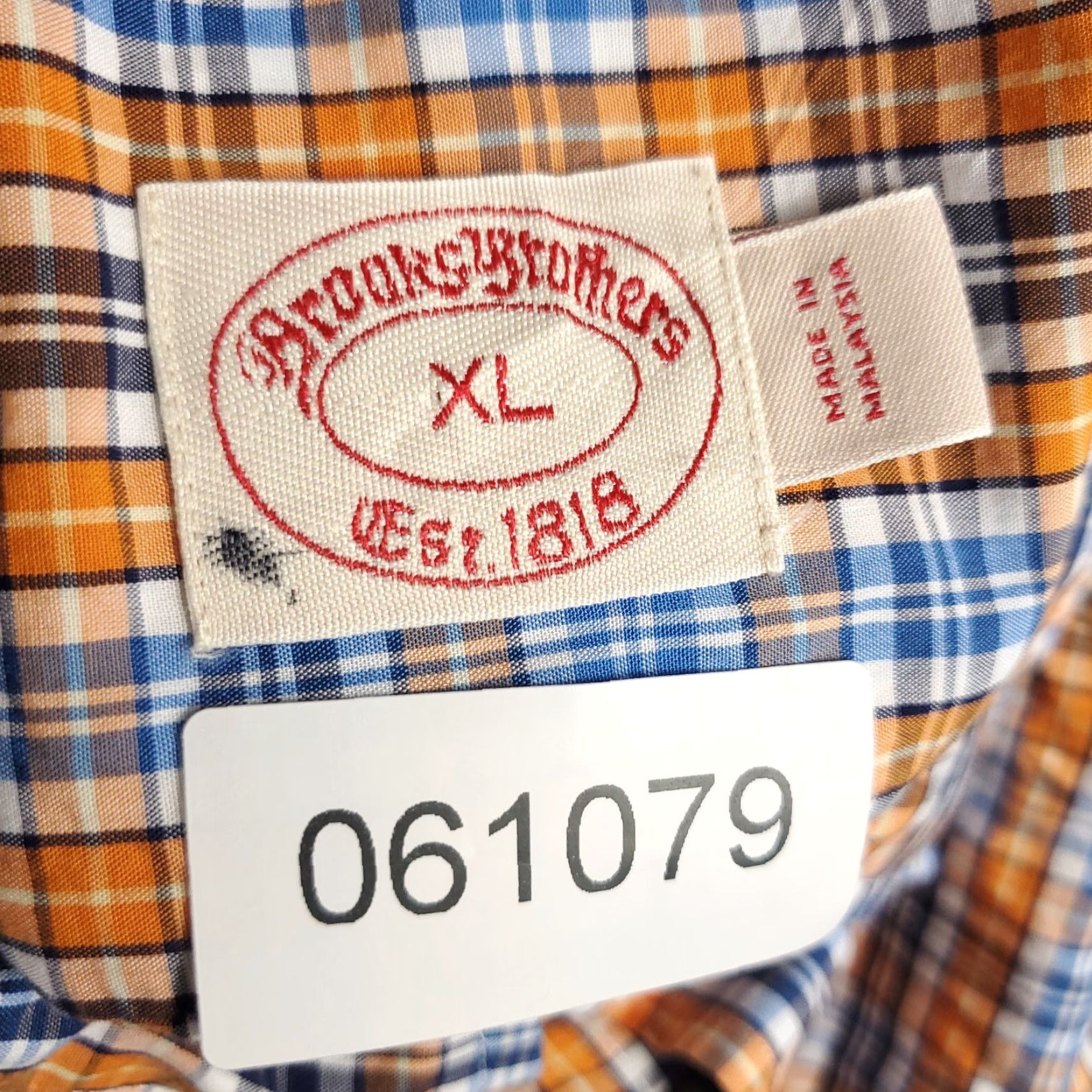 Brooks Brothers Brooks Brothers Button-Up Shirt Mens XL Orange Blue Plaid Long Sleeve Casual Size US XL / EU 56 / 4 - 7 Thumbnail