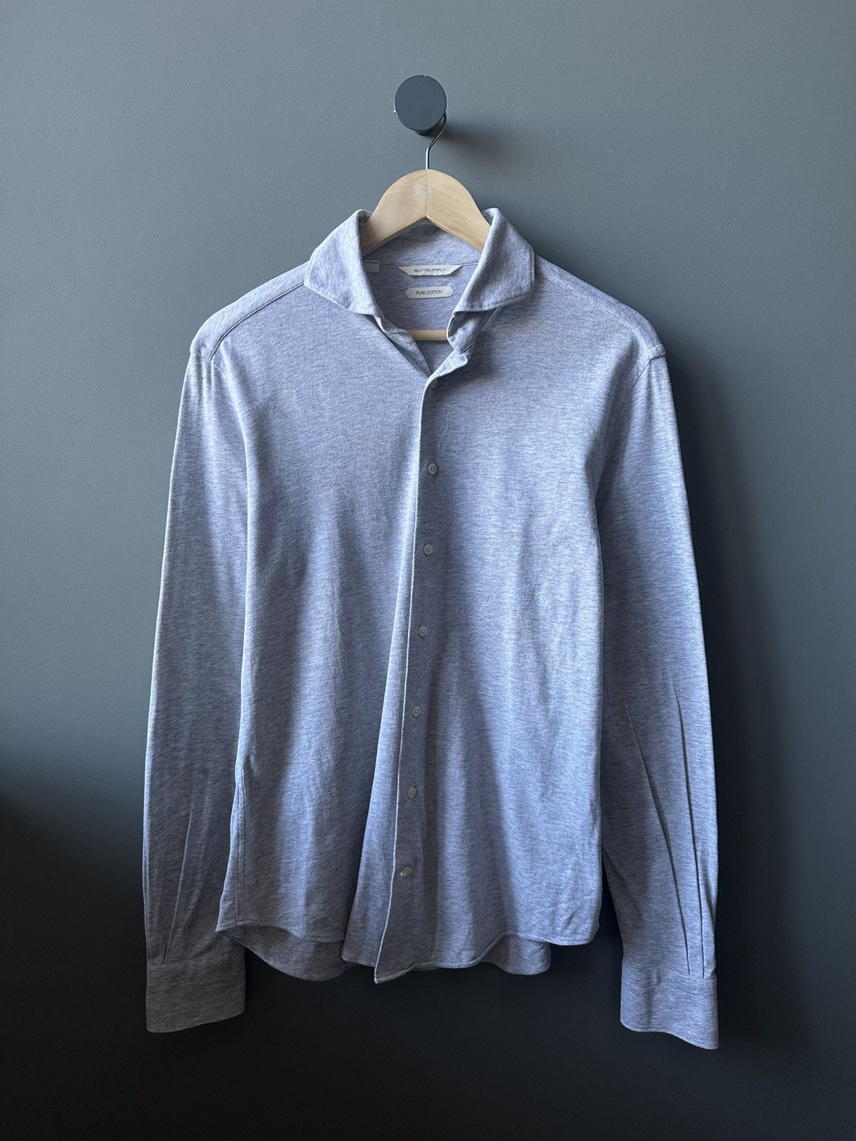 Suitsupply Suitsupply Gray Slim Fit Cotton Shirt Size 38/15 Size US S / EU 44-46 / 1 - 1 Thumbnail