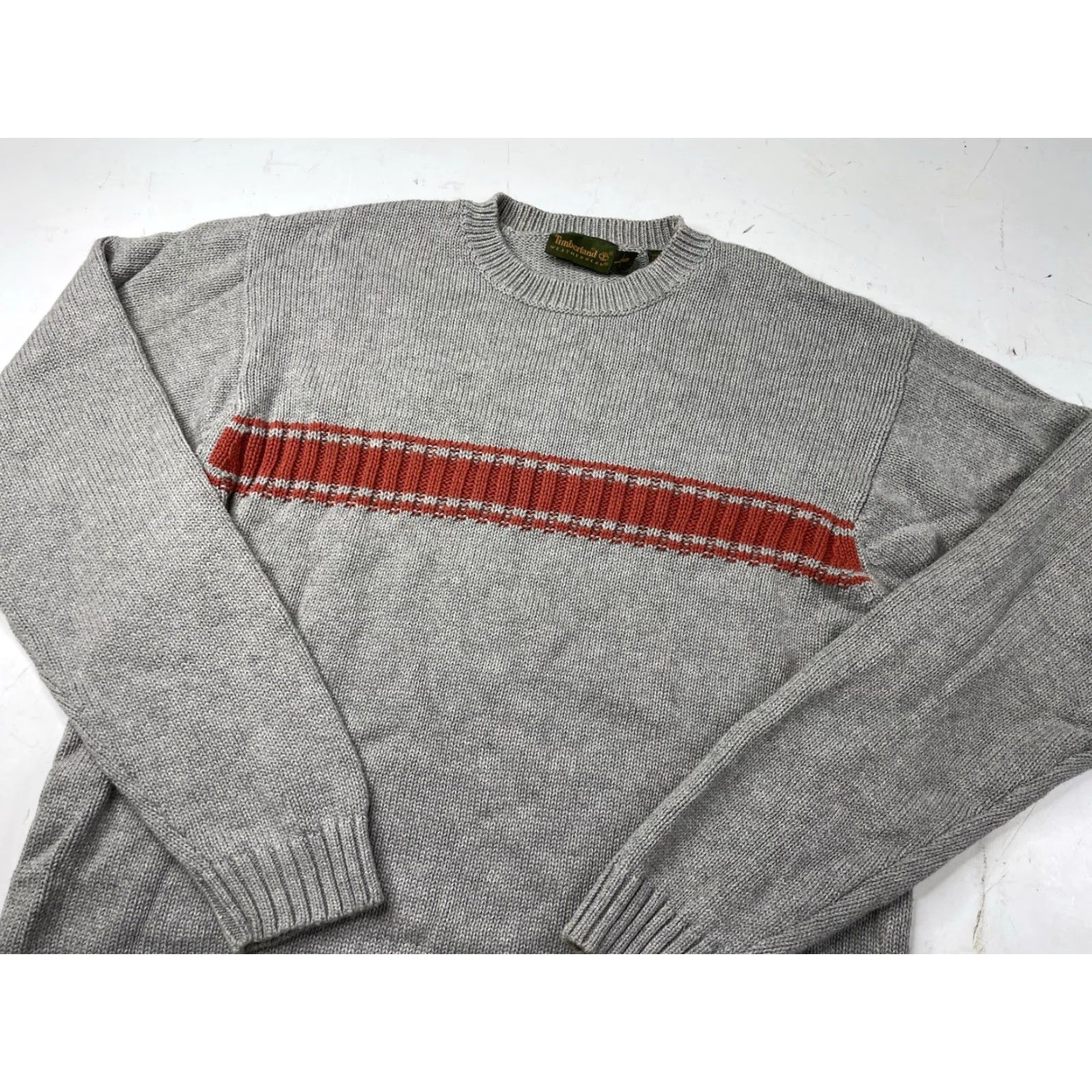 Timberland VINTAGE Timberland Striped Knit Sweater Mens L Gray 2000s Y2K Grunge Skate Pullover Cotton Men Size US L / EU 52-54 / 3 - 2 Thumbnail
