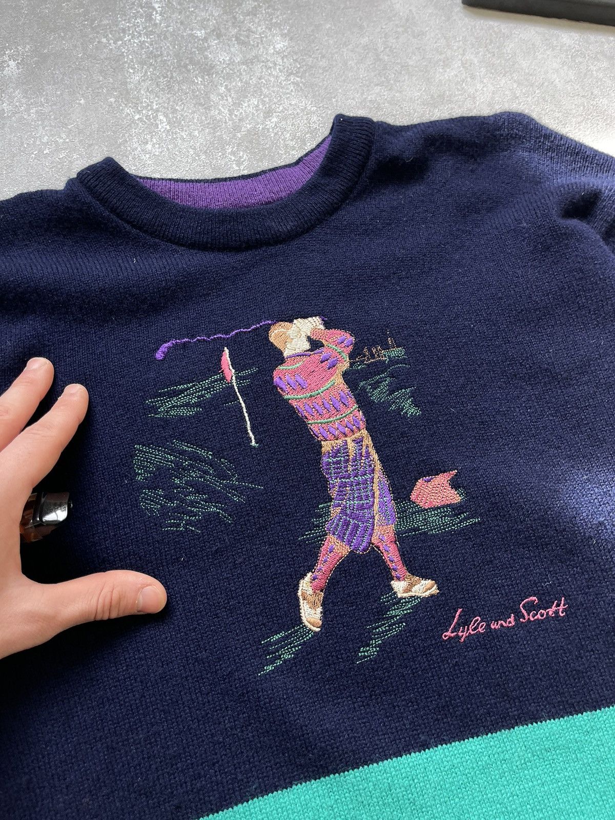 Lyle & Scott × Vintage Vintage Lyle and Scott Striped Sweater golf Size US M / EU 48-50 / 2 - 7 Thumbnail