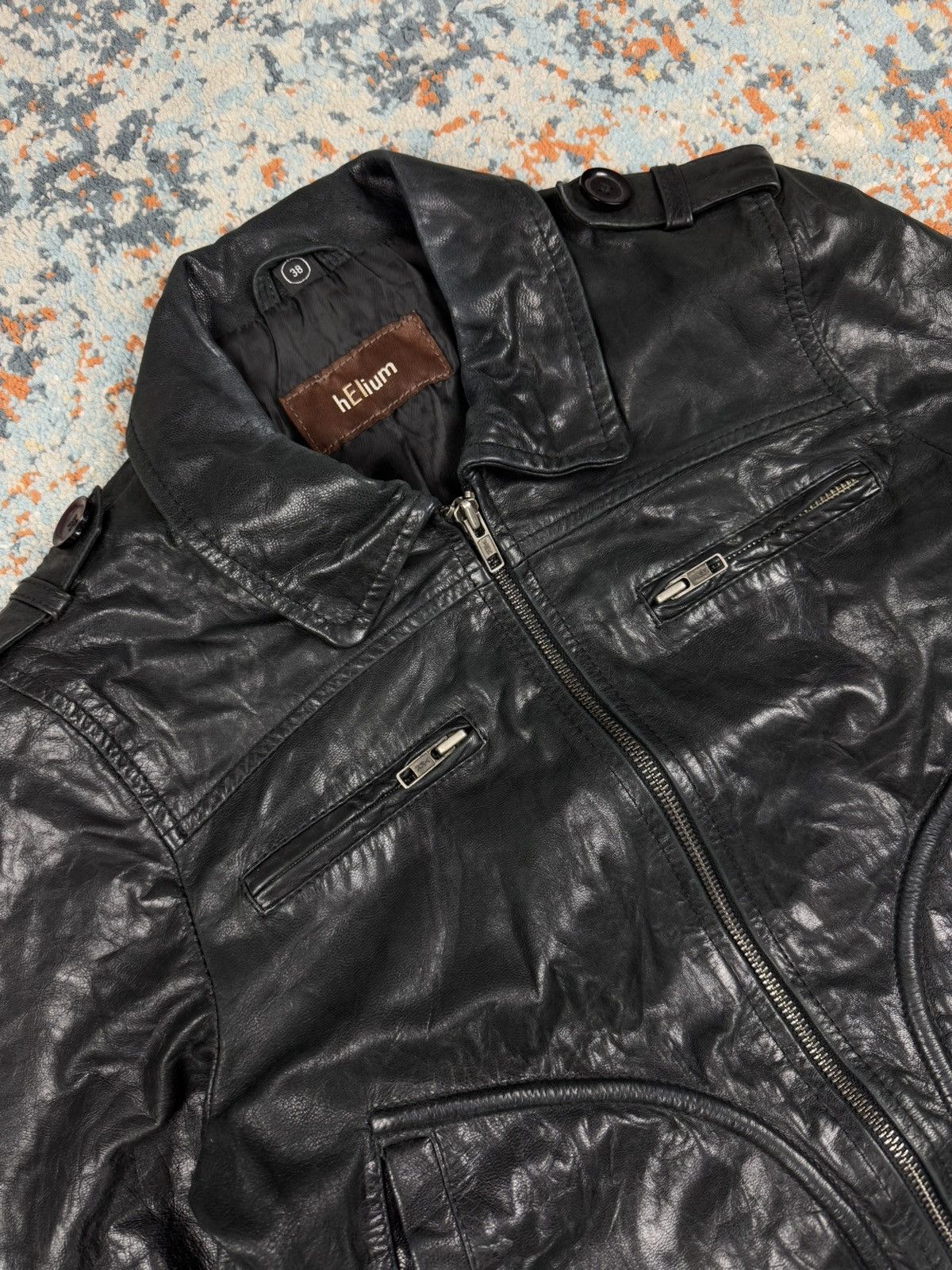 Vintage Vintage 90s hElium real leather bomber biker jacket Size US XS / EU 42 / 0 - 9 Thumbnail