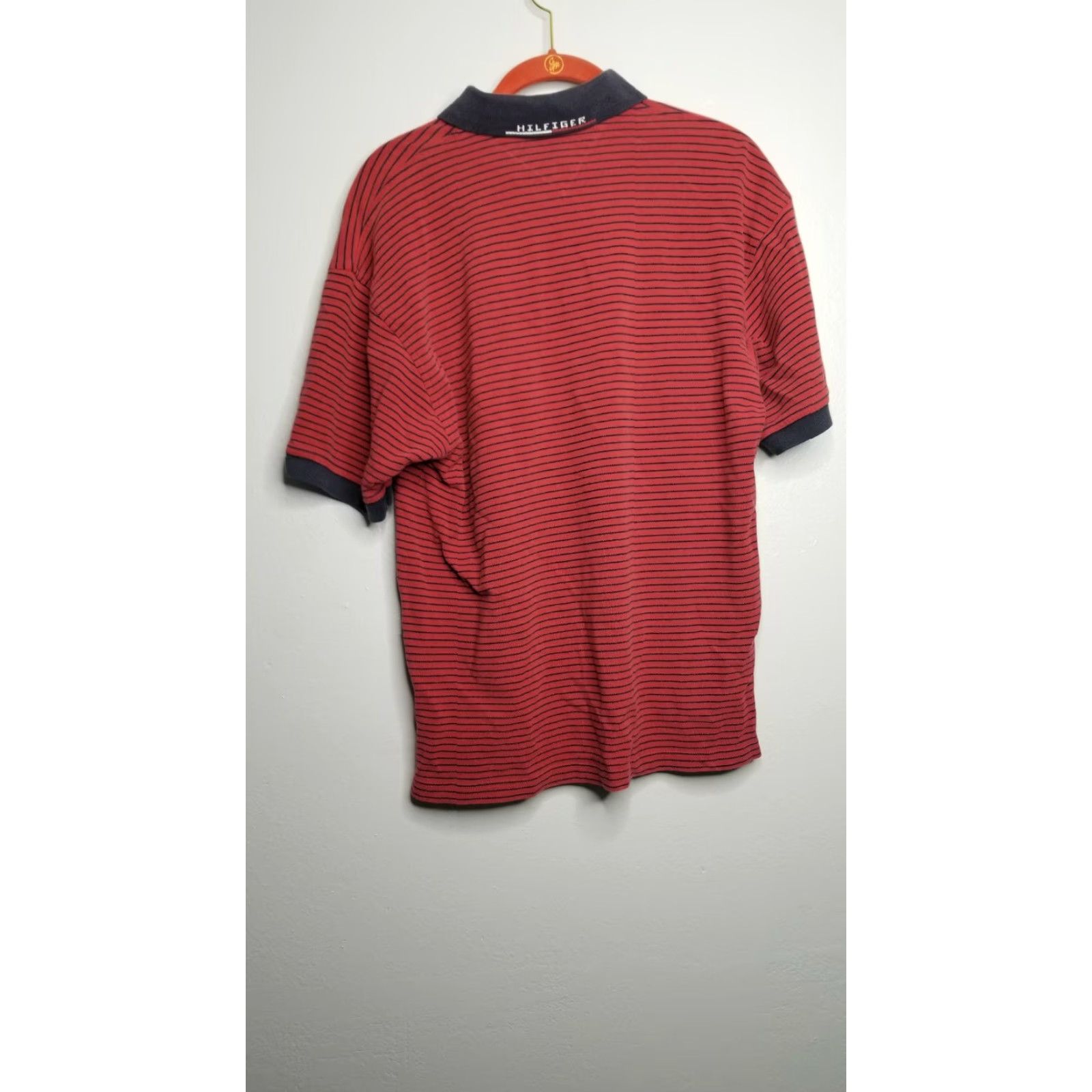 Tommy Hilfiger VINTAGE Tommy Hilfiger Polo Shirt Adult Large Blue Red Striped Flag Logo Rugby Mens Size US L / EU 52-54 / 3 - 4 Thumbnail