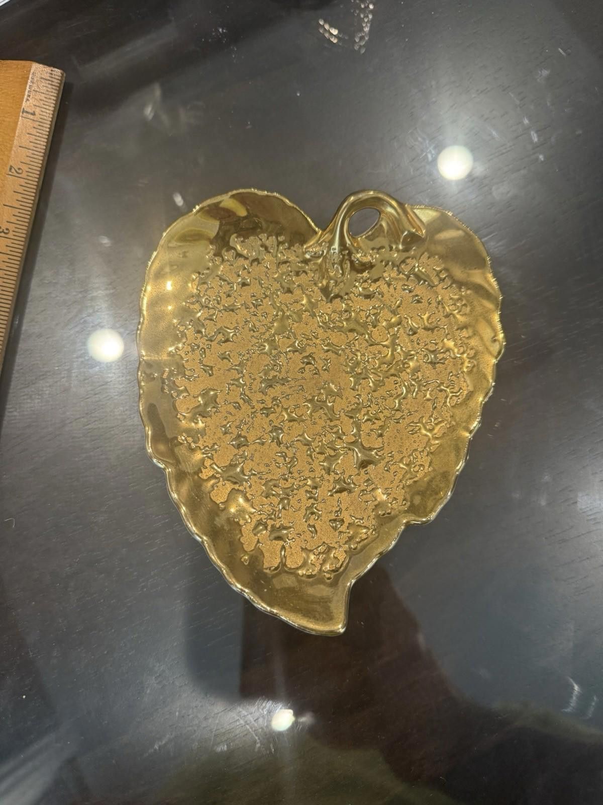 Designer Vintage Bright Gold Leaf Dish 22kt hand painted Gold USA Size ONE SIZE - 1 Thumbnail