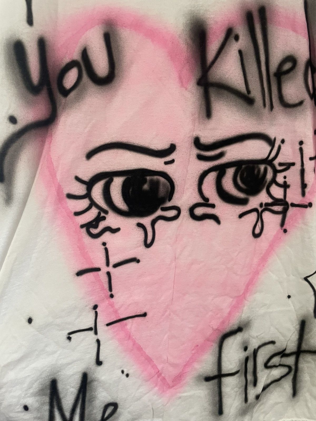 Handmade Airbrush Pink Sad Heart Tee Size US XL / EU 56 / 4 - 2 Thumbnail