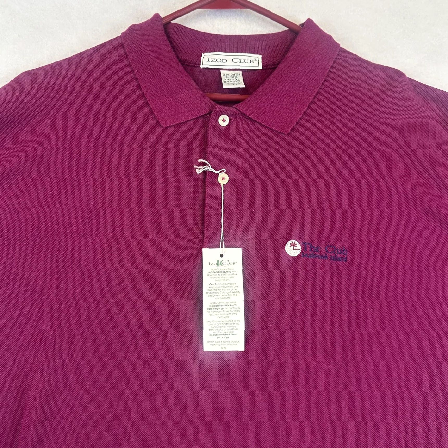 Izod VINTAGE Izod Club Polo Shirt Mens XL Burgundy The Club Seabrook Island Embroidered Golf Size US XL / EU 56 / 4 - 2 Thumbnail