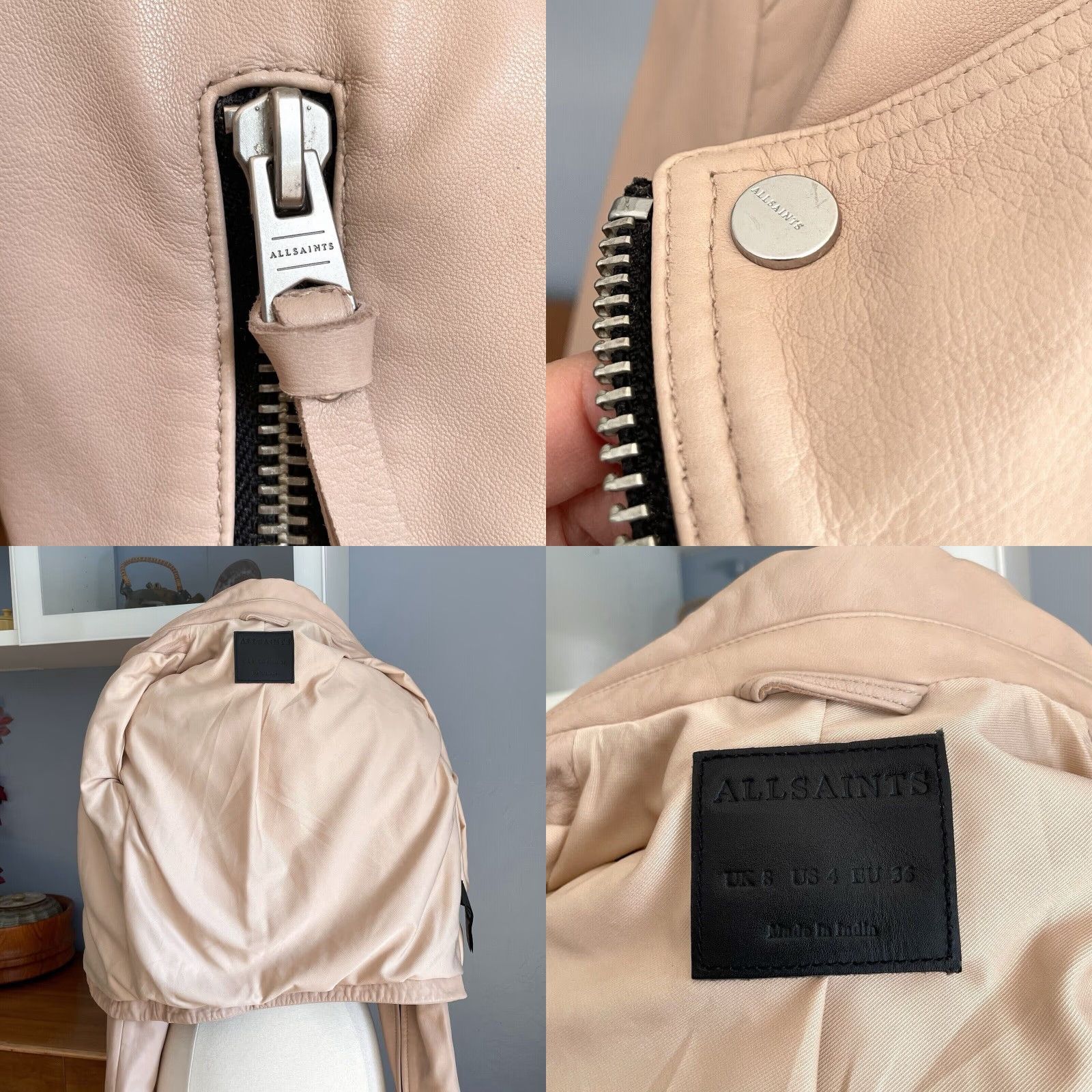 Allsaints AllSaints Dalby Leather Biker Jacket Women US 4 Pale Pink Size S / US 4 / IT 40 - 8 Thumbnail
