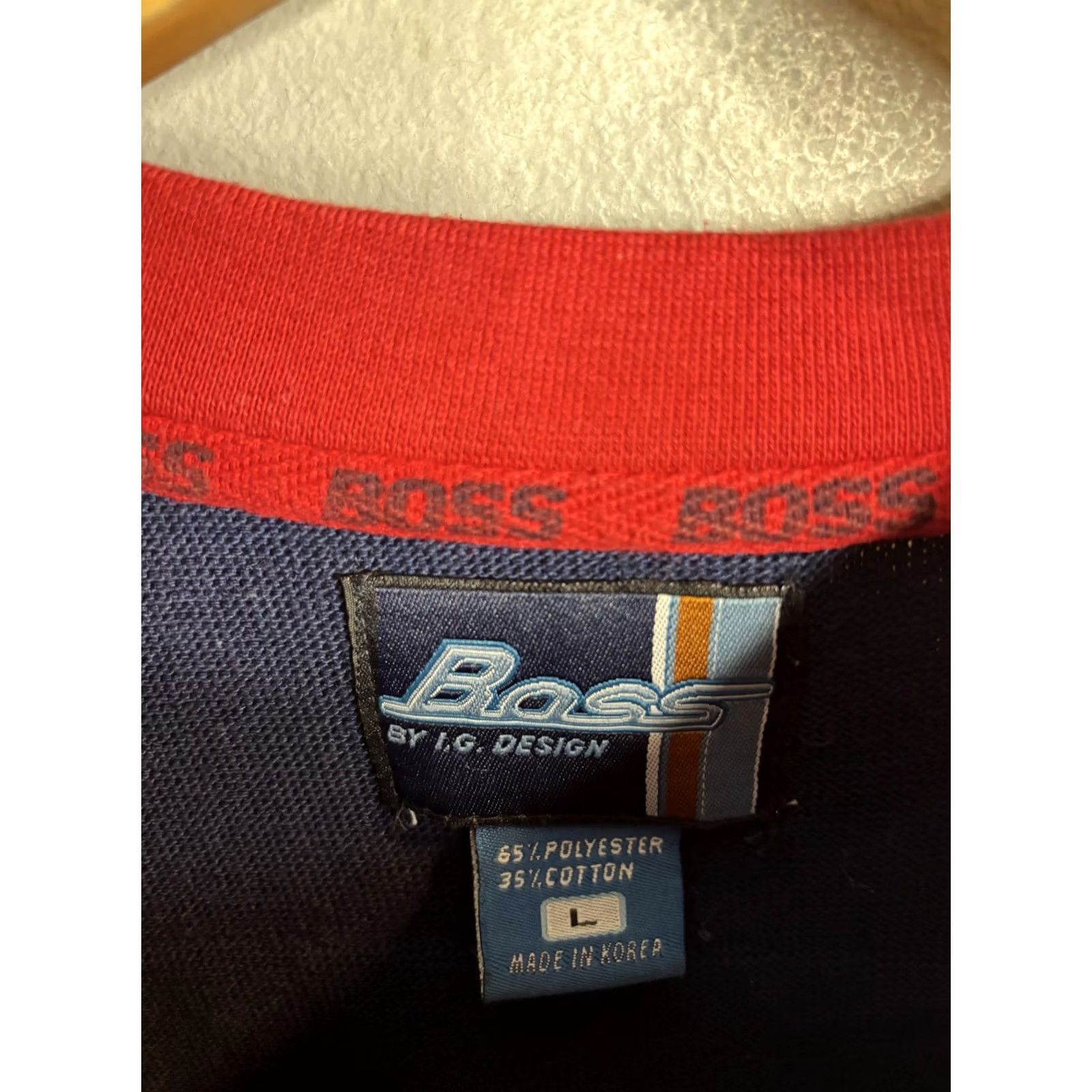 Vintage VINTAGE Boss by IG-Design Shirt Mens Large Blue 89 Jersey V-Neck Long Sleeve Size US L / EU 52-54 / 3 - 4 Thumbnail