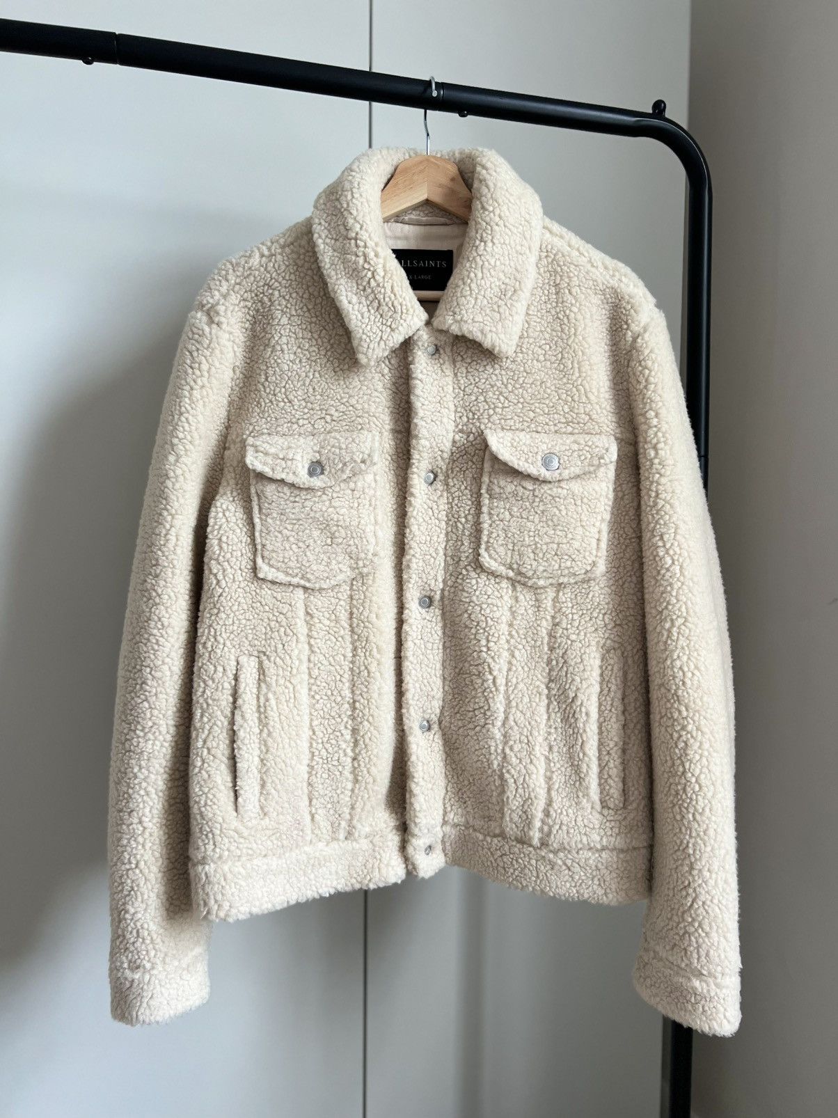 Allsaints AllSaints Bevin Sherpa Jacket – Cream/Beige – Size XL Size US XL / EU 56 / 4 - 1 Thumbnail
