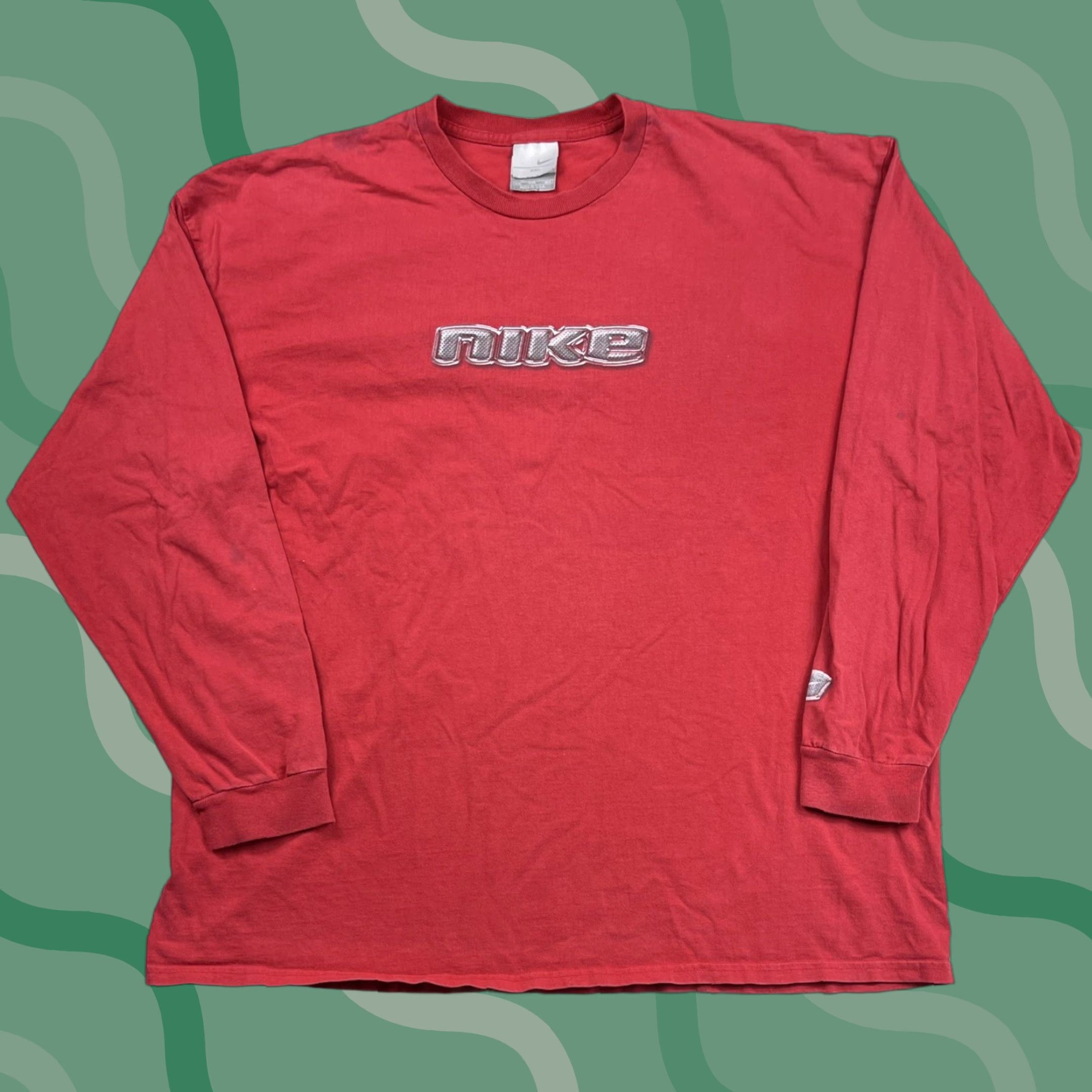 Nike VINTAGE Nike T-Shirt XXL Red USA Spell Out Long Sleeve Crew Neck Graphic Tee Swoosh 90s Fire Limited Edition Men Size US XXL / EU 58 / 5 - 1 Thumbnail