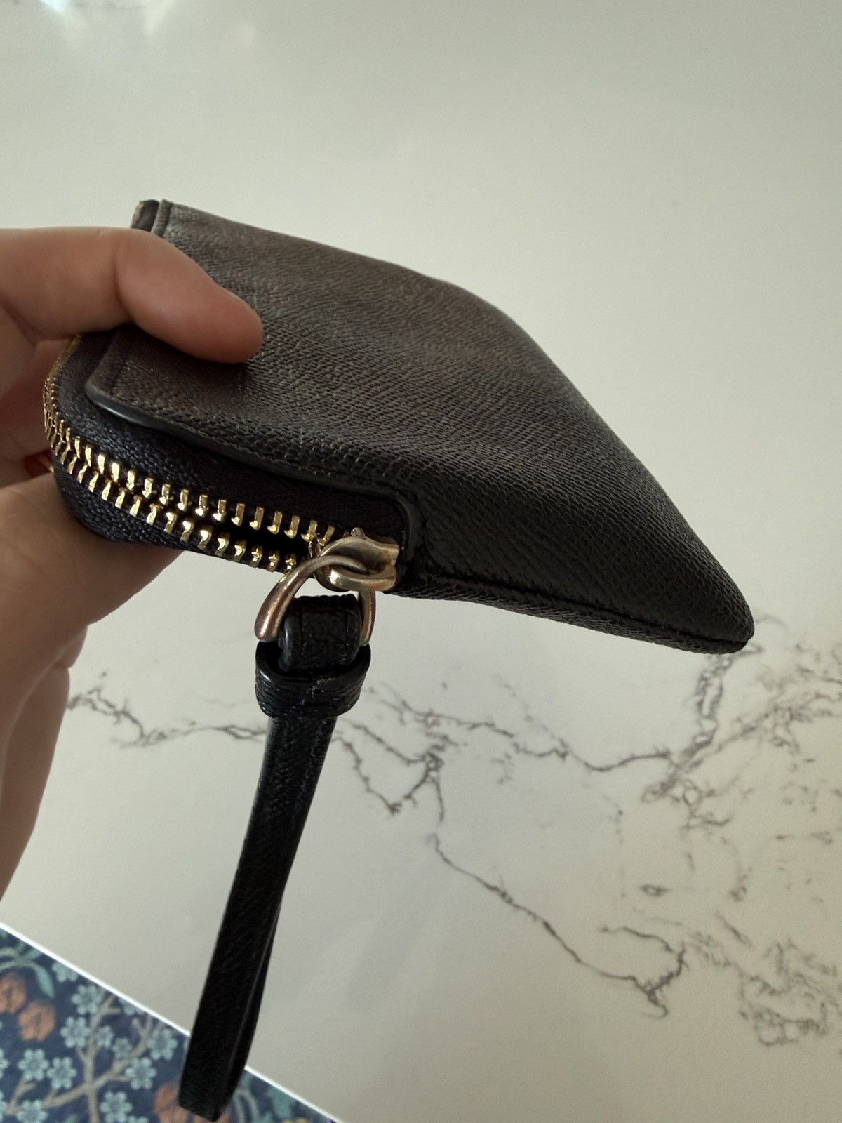 Coach Coach Corner Zip Black Leather Wristlet Size ONE SIZE - 7 Thumbnail