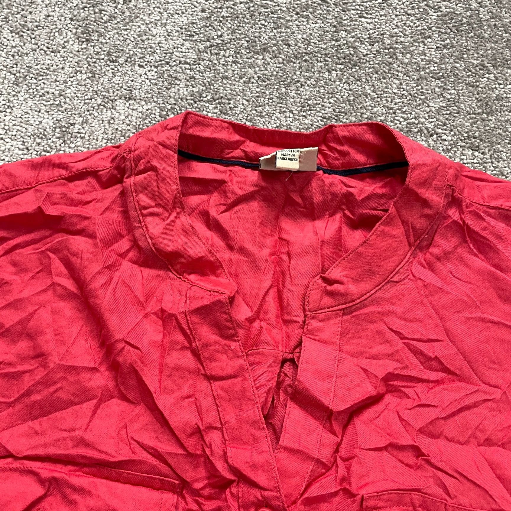 Vintage St. John's Bay Blouse Womens 3XL Red V-Neck Collarless Button Down NWT Size XXL / US 16-18 / IT 52-54 - 3 Thumbnail