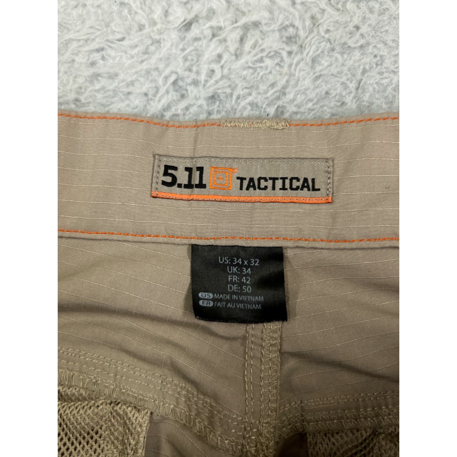 Vintage 5.11 Tactical Pants Mens Beige Cargo 34 Regular Inseam 32 Straight Rise High Cotton Canvas Pocket G-2A Rip-Stop Size US 34 / EU 50 - 3 Thumbnail