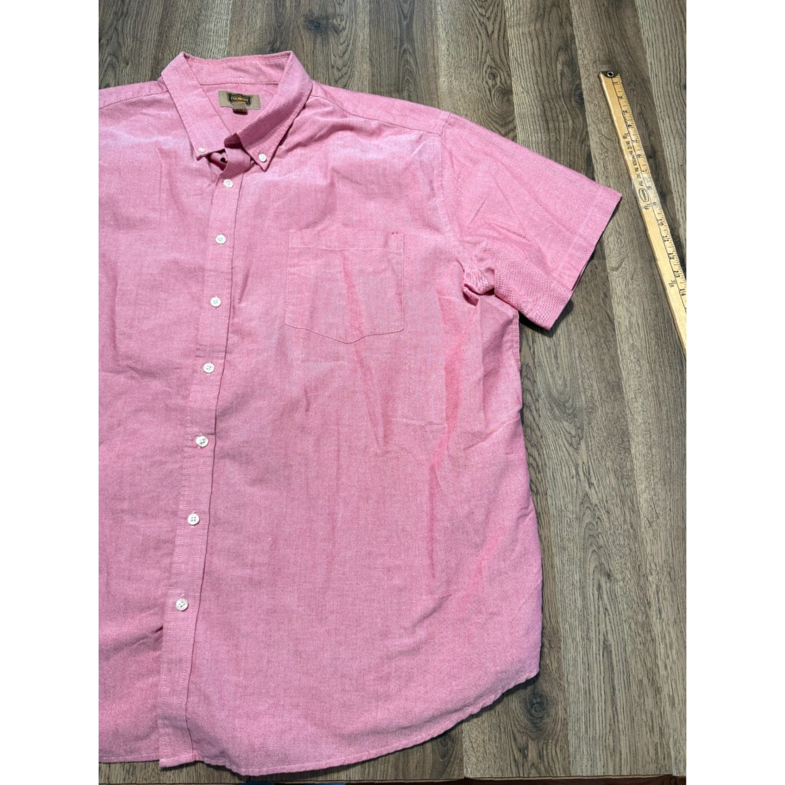 Vintage Foundry Shirt Mens 3XL Red Short Sleeve Button-Down Pocket Style, Button Up Casual Cotton Shirt Size US XXL / EU 58 / 5 - 3 Thumbnail
