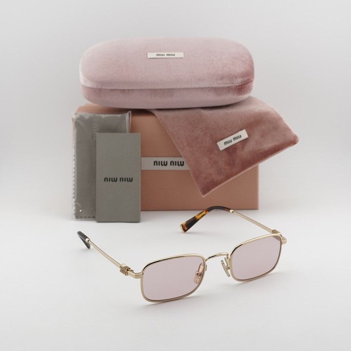 Miu Miu Miu Miu MUA53S ZVN4I0 Sunglasses Gold Rectangle Frame Size ONE SIZE - 10 Thumbnail