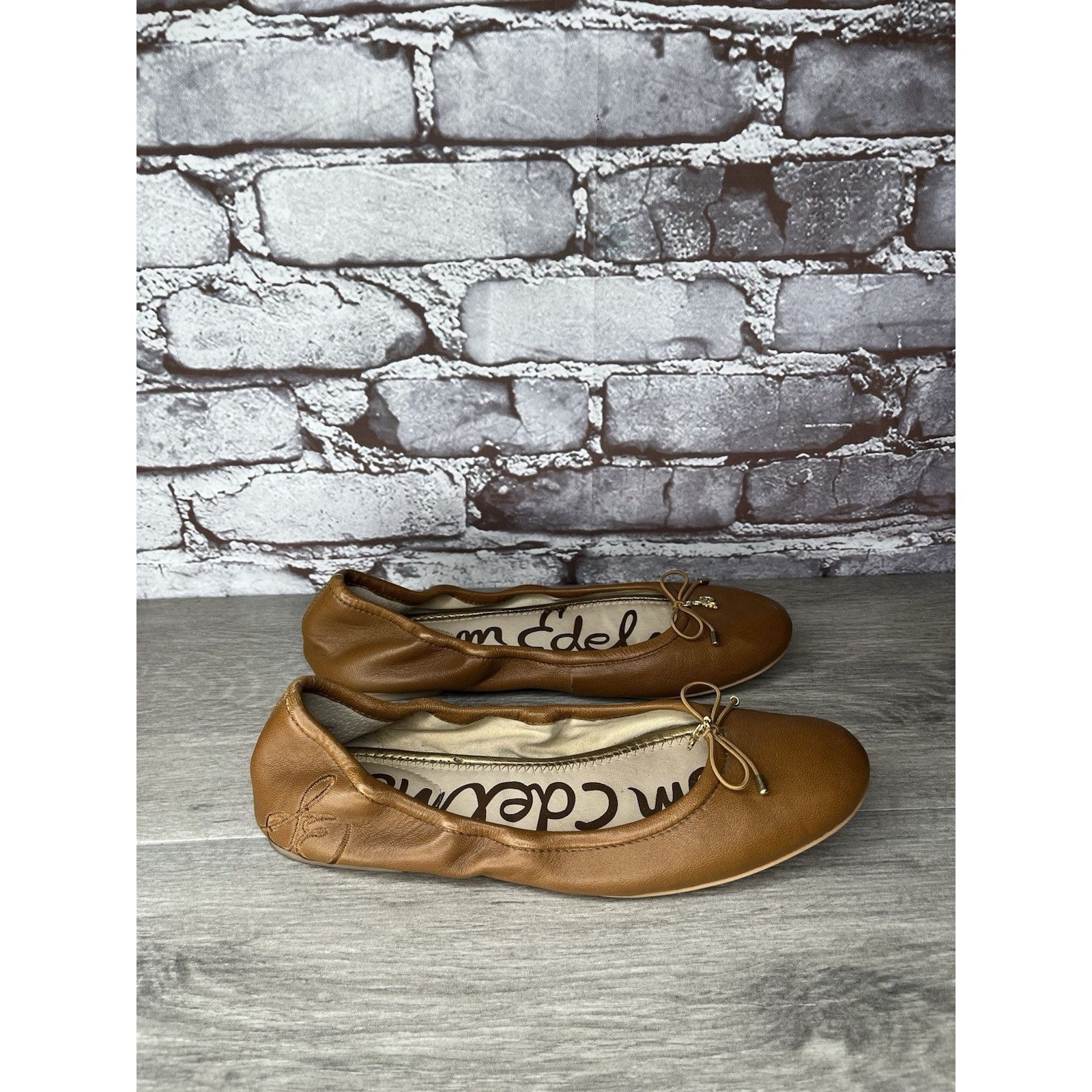 Sam Edelman Sam Edelman Felicia Brown Leather Bow Classic Ballet Flats W Size US 7.5 / IT 37.5 - 20 Thumbnail