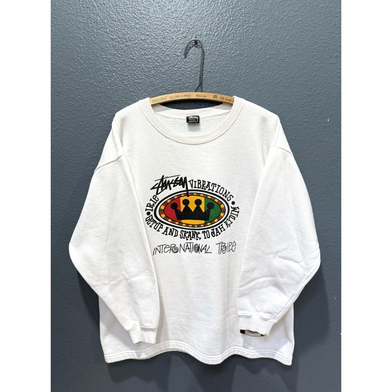 Vintage VINTAGE Stussy Sweatshirt 80s White Men XL Irie Vibrations International Pullover Boys/Mens? Size US XL / EU 56 / 4 - 4 Thumbnail