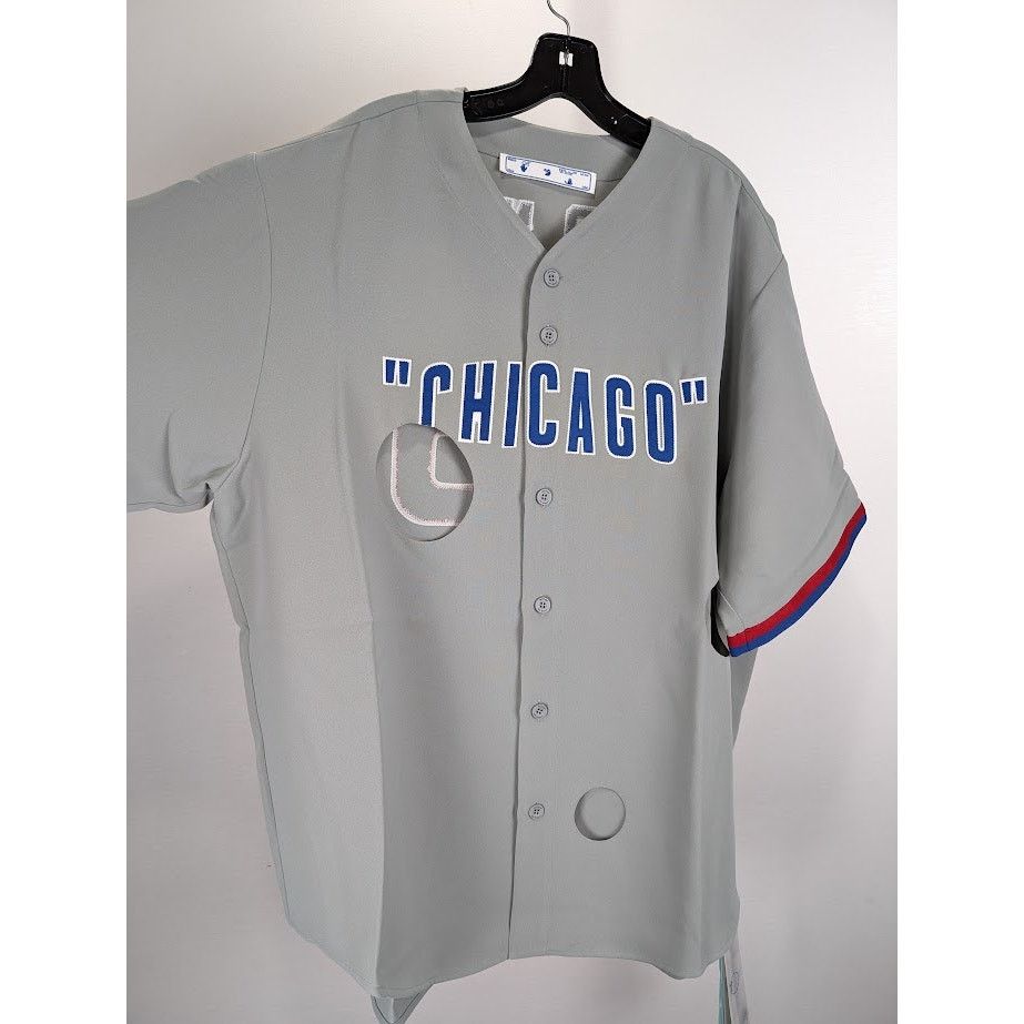 Off-White o1rshd1 Q:2 / MLB-Chicago Cubs Cheese Shirt in Grey/Blue/Red Size US XL / EU 56 / 4 - 7 Thumbnail