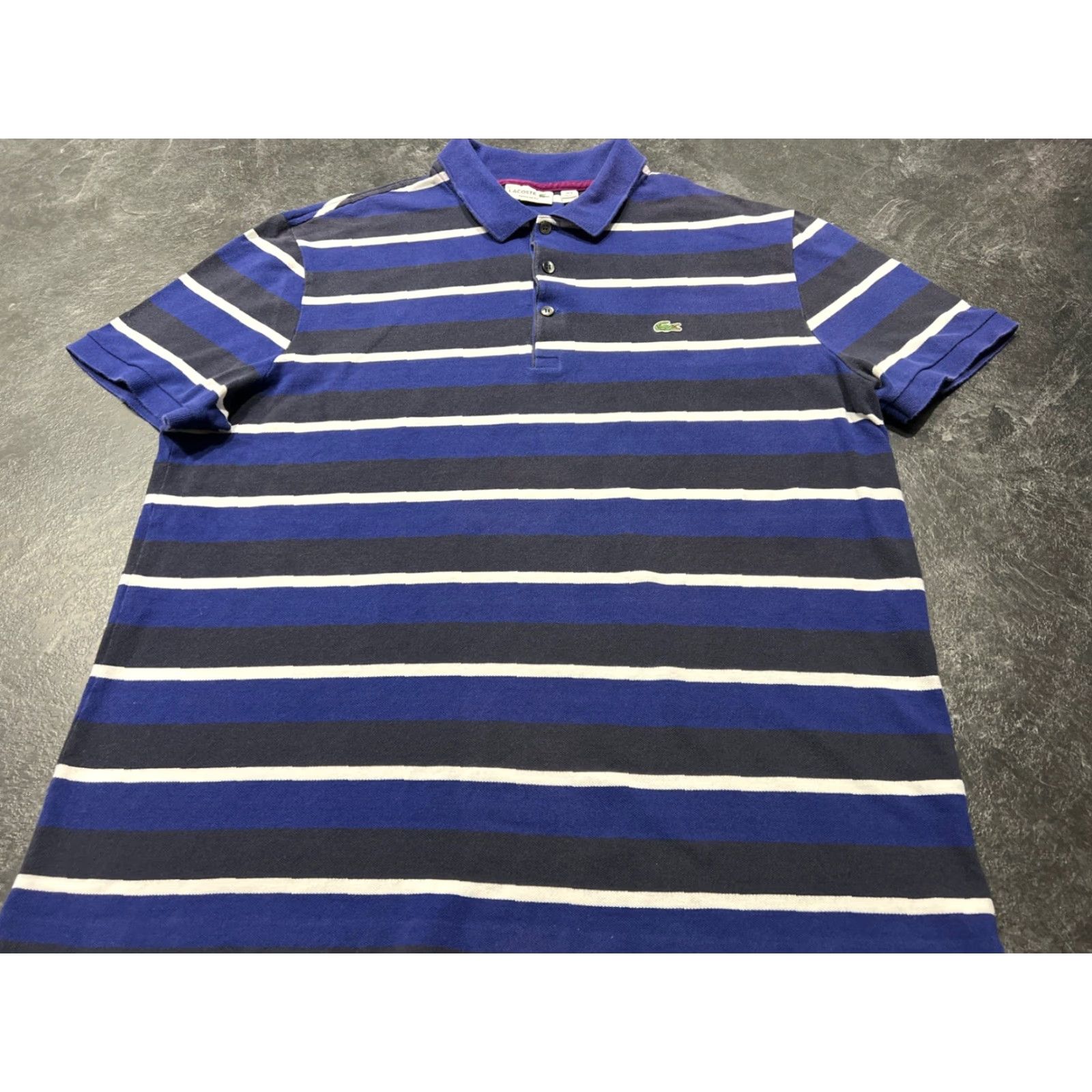 Lacoste VINTAGE Lacoste Men's Polo Shirt Short Sleeve Collared 3XL Blue Striped Tennis Golf Rugby Classic Size US XXL / EU 58 / 5 - 2 Thumbnail