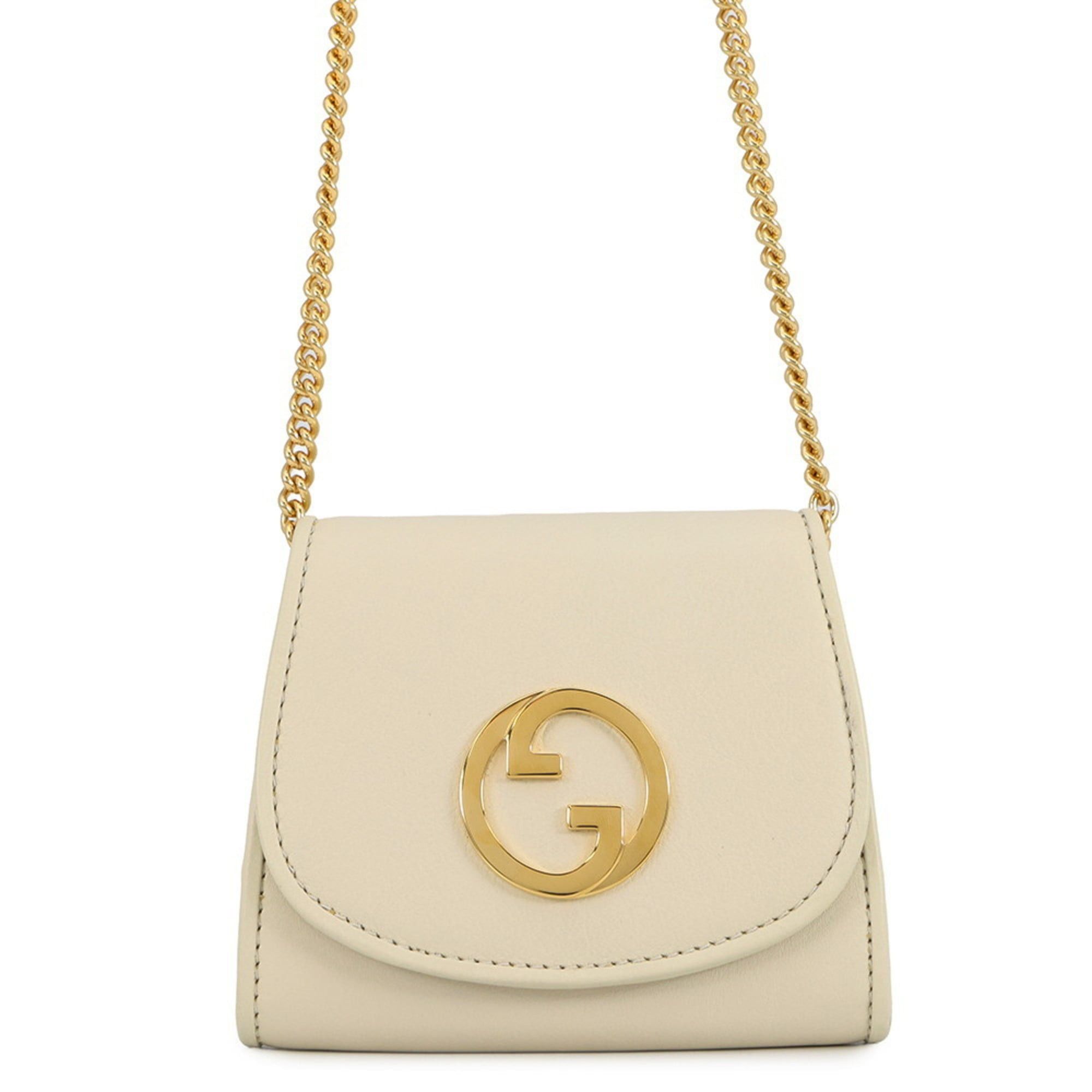Gucci Wallet, Chain Leather, Blondie, Interlocking G, Medium, 725219, Gucci White, Blondie Wallet, Women's