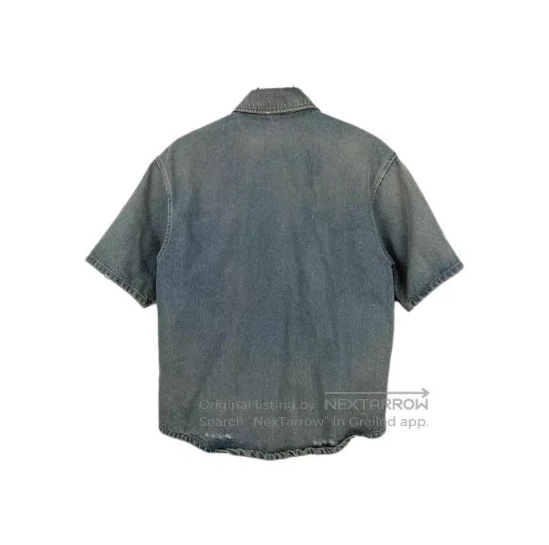 Prada Prada Lightly washed blue metal triangle logo short-sleeve Size US XXS / EU 40 - 2 Thumbnail