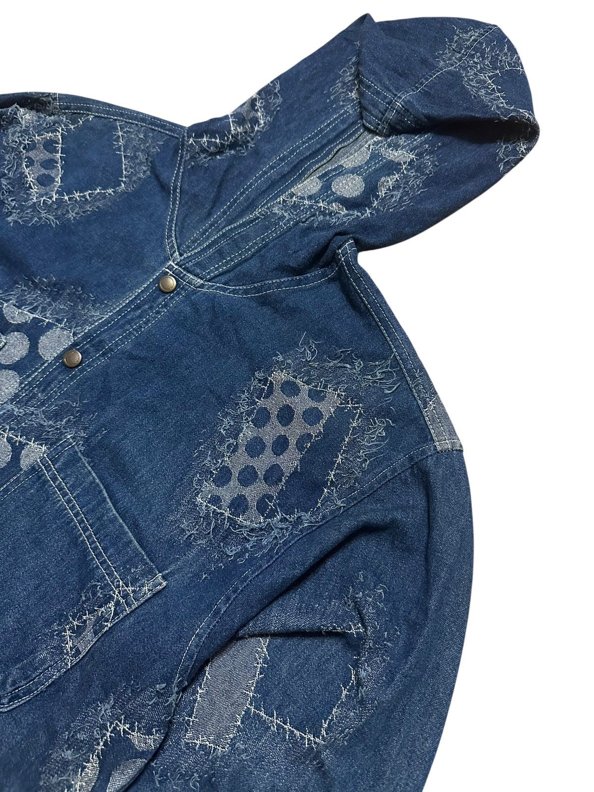 Japanese Brand × Vintage RARE ‼️ Denim Japan Ripped Handmade Long Shirts Hoodie Size US M / EU 48-50 / 2 - 2 Thumbnail