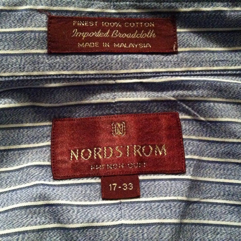 Nordstrom NORDSTROM MEN'S BLUE 100%COTTON DRESS SHIRT SIZE: 17-33 Size US XL / EU 56 / 4 - 9 Thumbnail